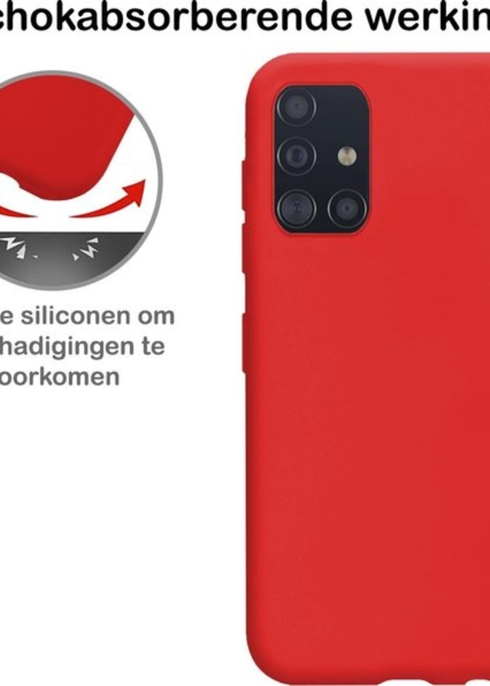 BTH Hoesje Geschikt voor Samsung A71 Hoesje Siliconen Case Hoes - Hoes Geschikt voor Samsung Galaxy A71 Hoes Cover Case - Rood - 2 PACK