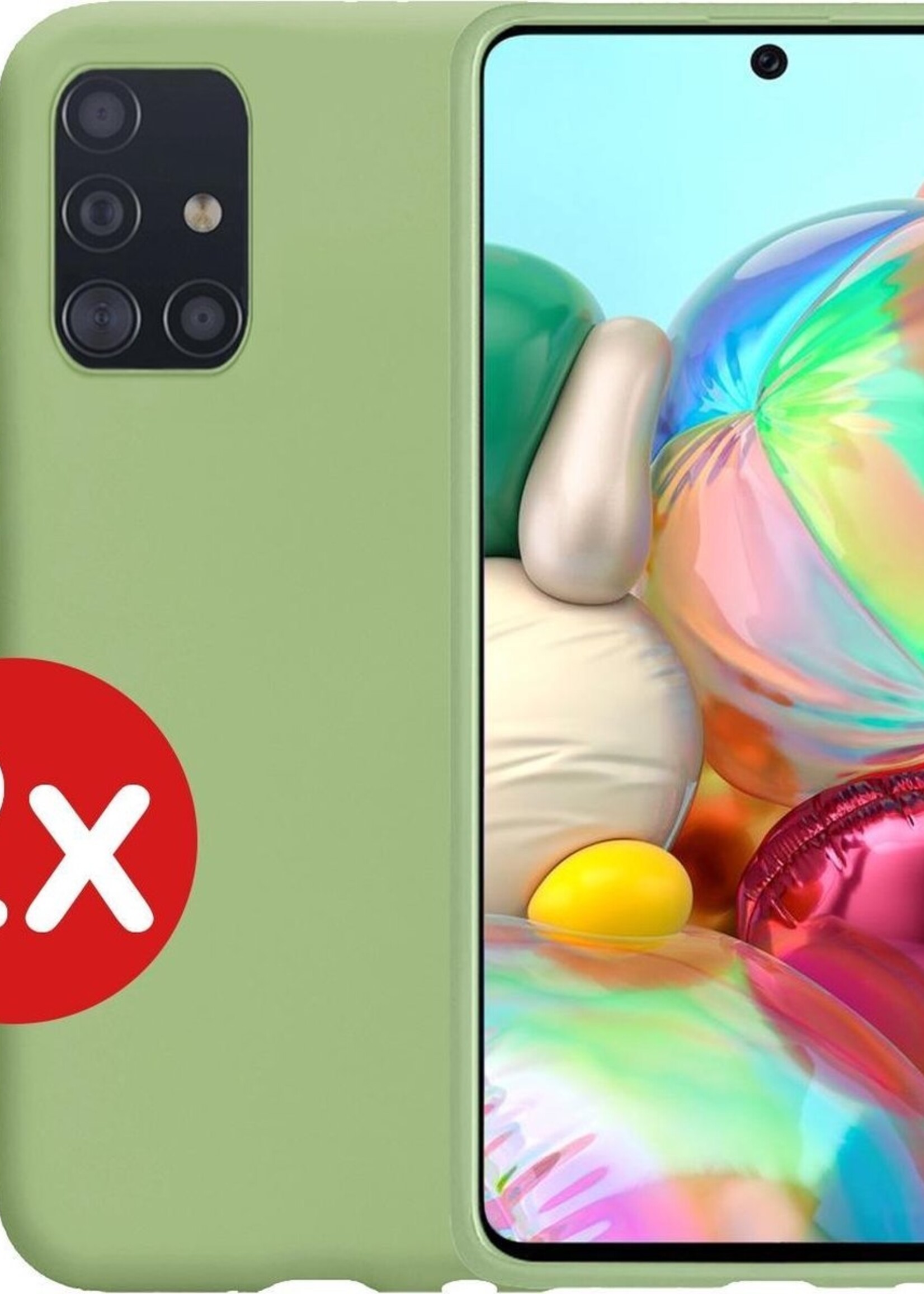 BTH Hoesje Geschikt voor Samsung A71 Hoesje Siliconen Case Hoes - Hoes Geschikt voor Samsung Galaxy A71 Hoes Cover Case - Groen - 2 PACK