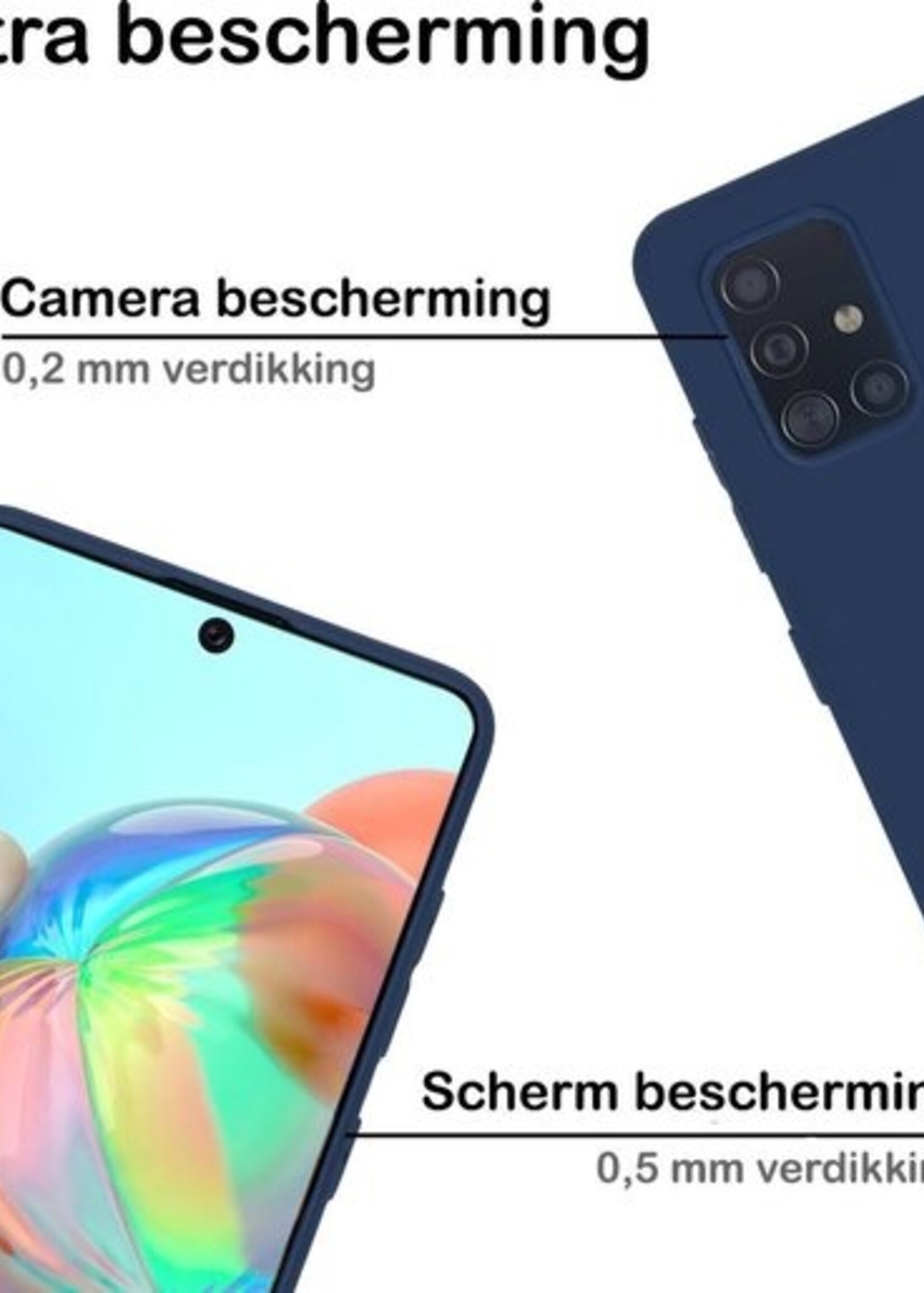 BTH Hoesje Geschikt voor Samsung A71 Hoesje Siliconen Case Hoes - Hoes Geschikt voor Samsung Galaxy A71 Hoes Cover Case - Donkerblauw - 2 PACK