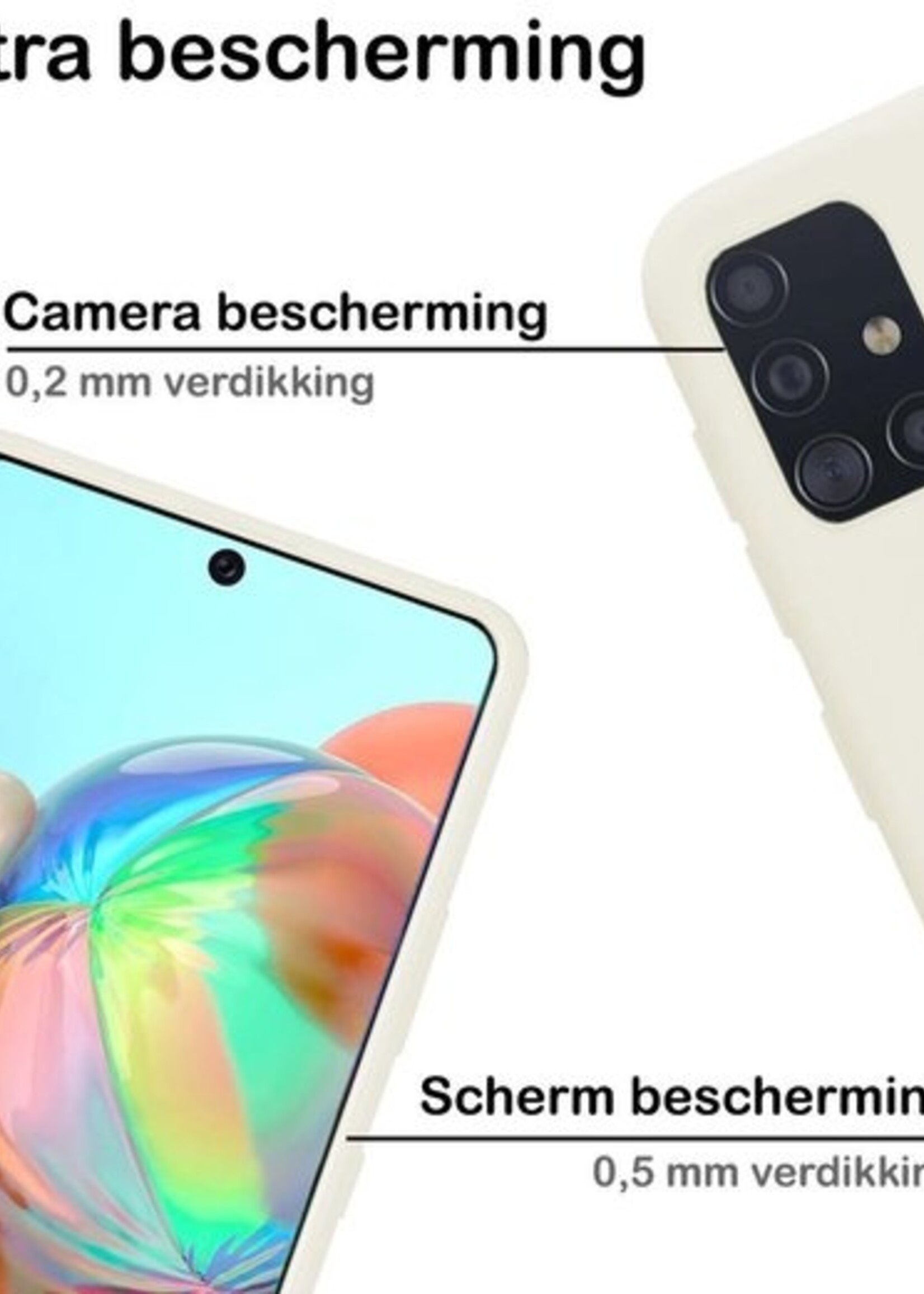 BTH Hoesje Geschikt voor Samsung A71 Hoesje Siliconen Case Hoes - Hoes Geschikt voor Samsung Galaxy A71 Hoes Cover Case - Wit - 2 PACK