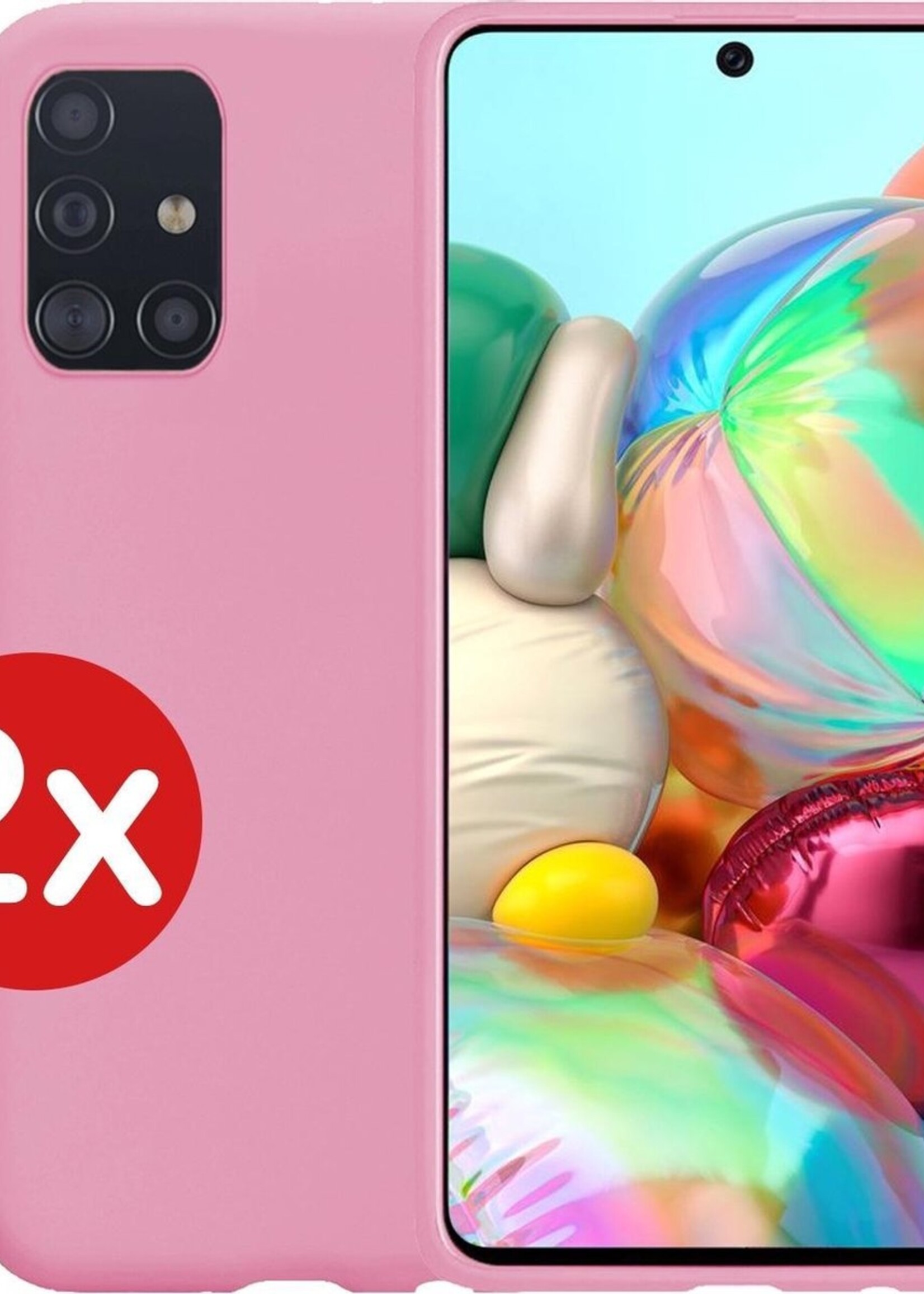 BTH Hoesje Geschikt voor Samsung A71 Hoesje Siliconen Case Hoes - Hoes Geschikt voor Samsung Galaxy A71 Hoes Cover Case - Roze - 2 PACK