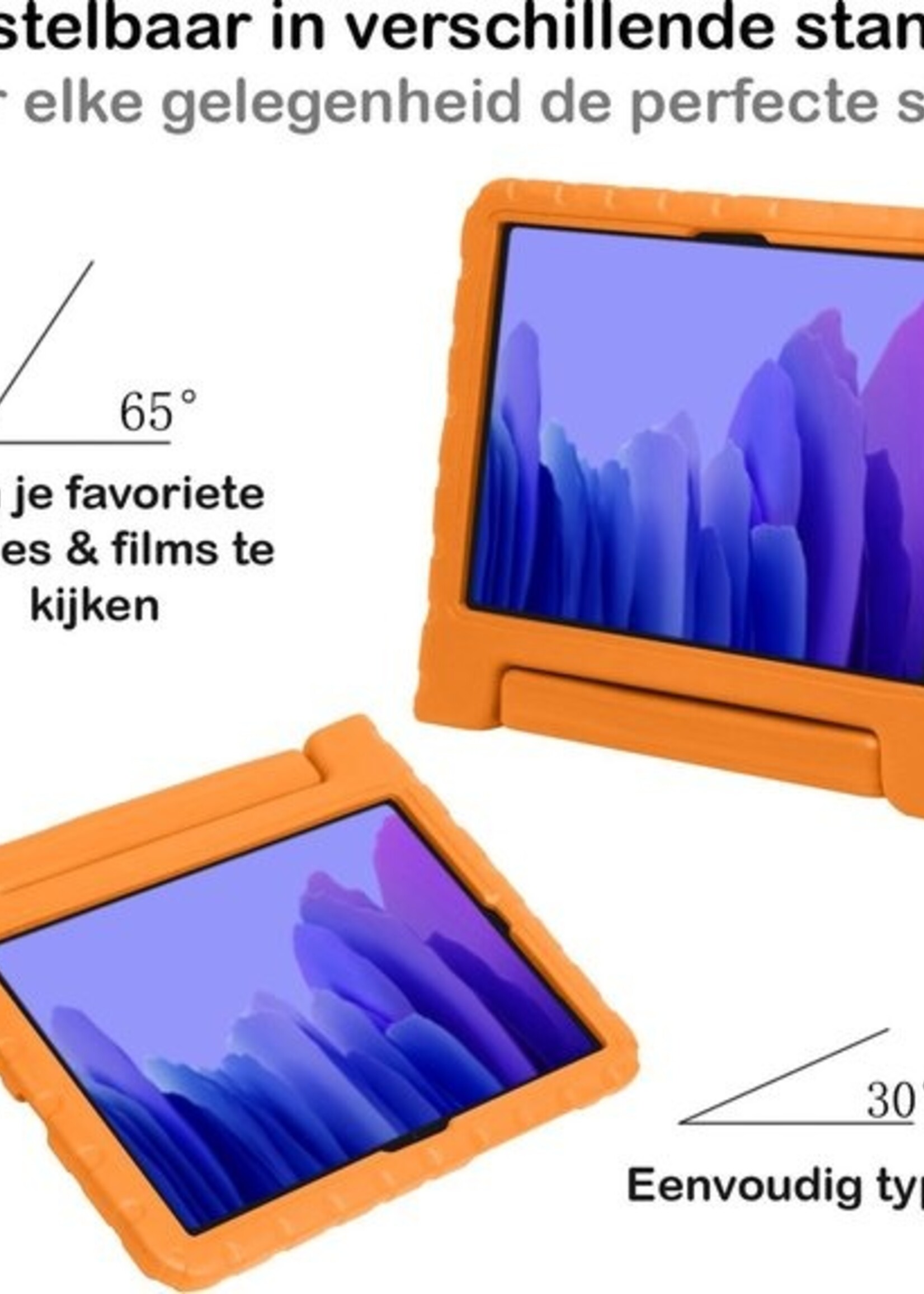BTH Kinderhoes Geschikt voor Samsung Galaxy Tab A7 Hoes Kinder Hoesje Kids Case Cover Kidsproof - Hoesje Geschikt voor Samsung Tab A7 Hoesje Kinder Hoes - Oranje