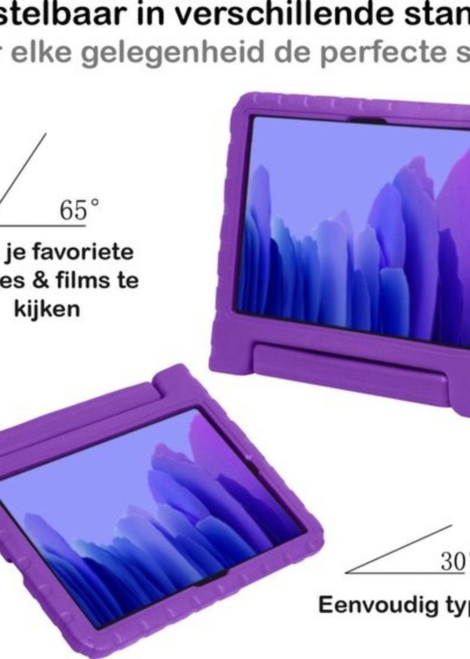 BTH Kinderhoes Geschikt voor Samsung Galaxy Tab A7 Hoes Kinder Hoesje Kids Case Cover Kidsproof - Hoesje Geschikt voor Samsung Tab A7 Hoesje Kinder Hoes - Paars