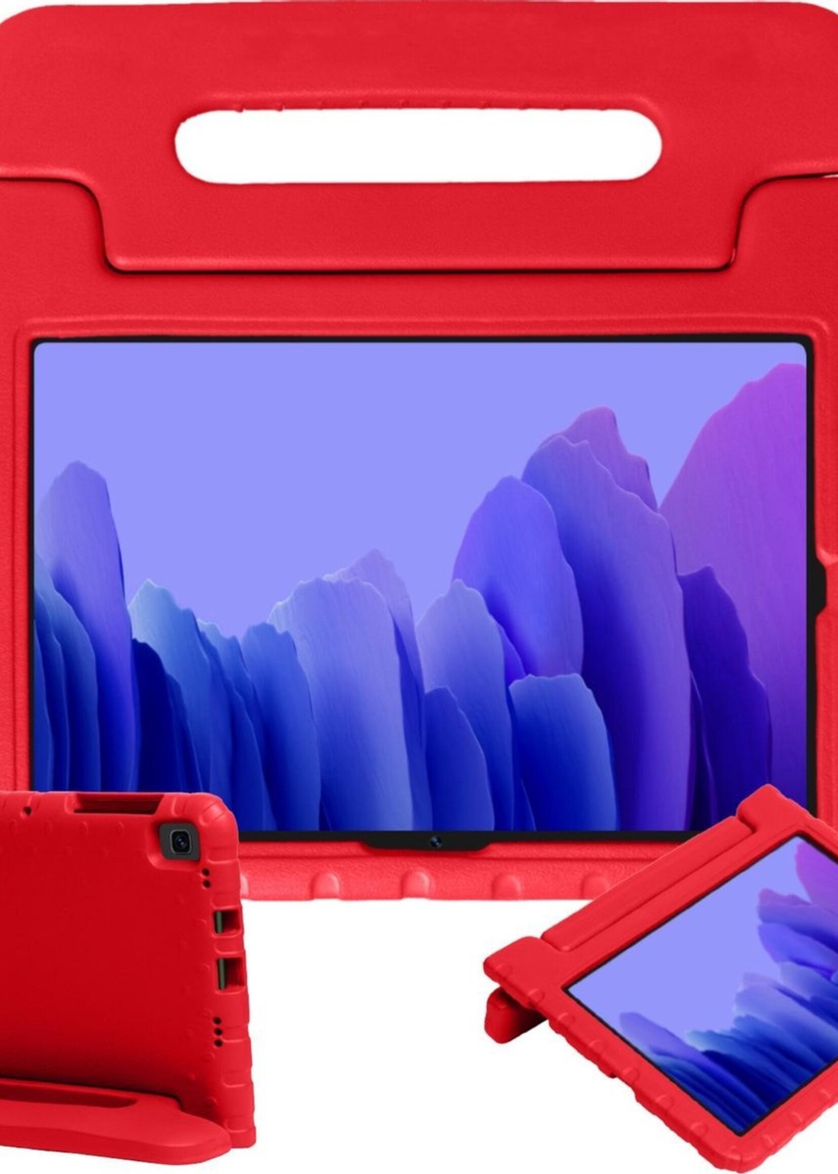 BTH Kinderhoes Geschikt voor Samsung Galaxy Tab A7 Hoes Kinder Hoesje Kids Case Cover Kidsproof - Hoesje Geschikt voor Samsung Tab A7 Hoesje Kinder Hoes - Rood