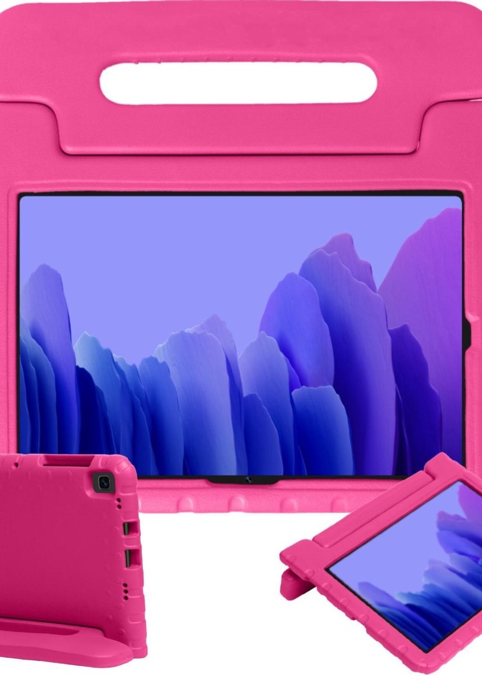 BTH Kinderhoes Geschikt voor Samsung Galaxy Tab A7 Hoes Kinder Hoesje Kids Case Cover Kidsproof - Hoesje Geschikt voor Samsung Tab A7 Hoesje Kinder Hoes - Roze