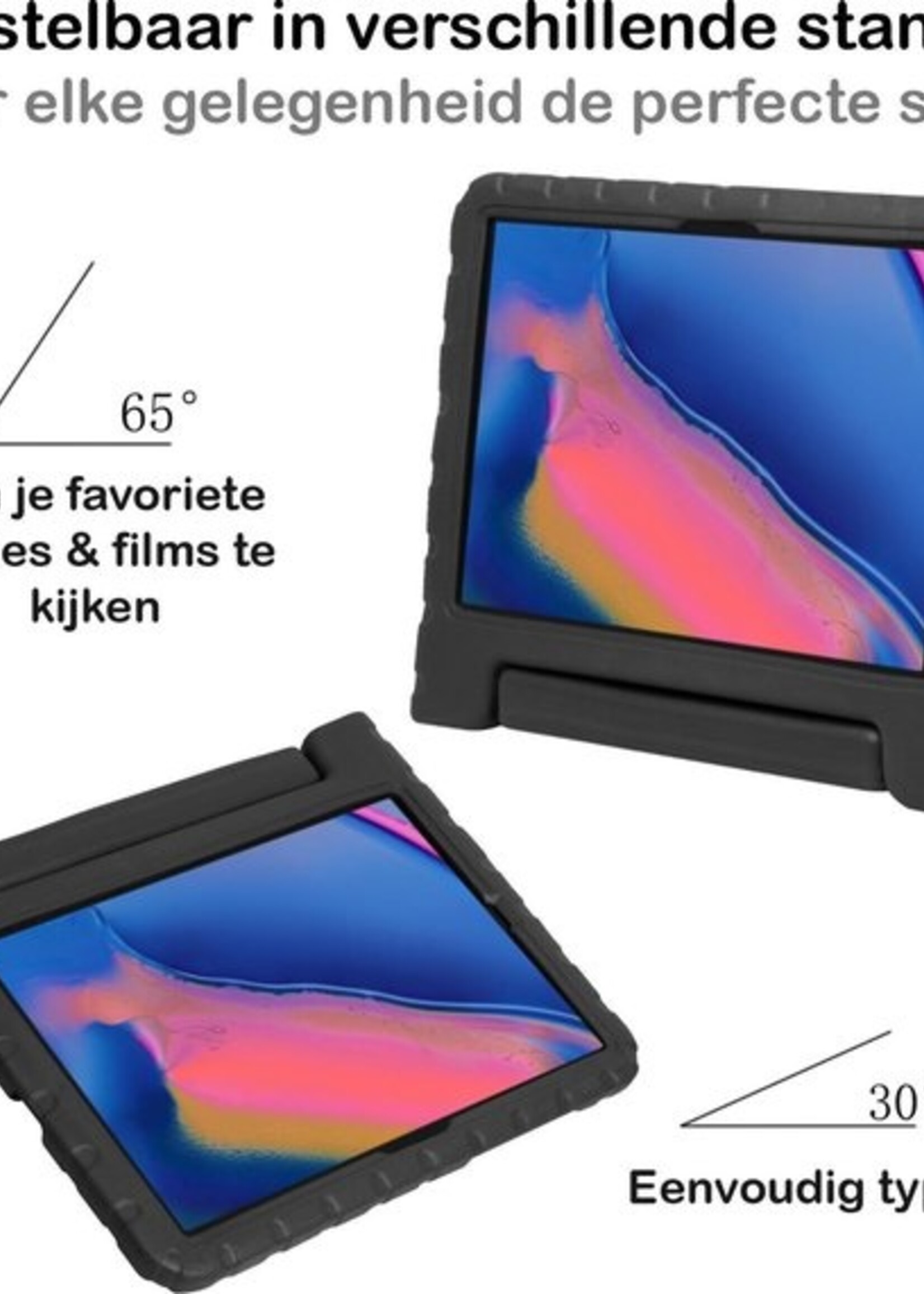 BTH Kinderhoes Geschikt voor Samsung Galaxy Tab A 8.0 (2019) Hoes Kinder Hoesje Kids Case Cover Kidsproof - Hoesje Geschikt voor Samsung Tab A 8.0 (2019) Hoesje Kinder Hoes - Zwart