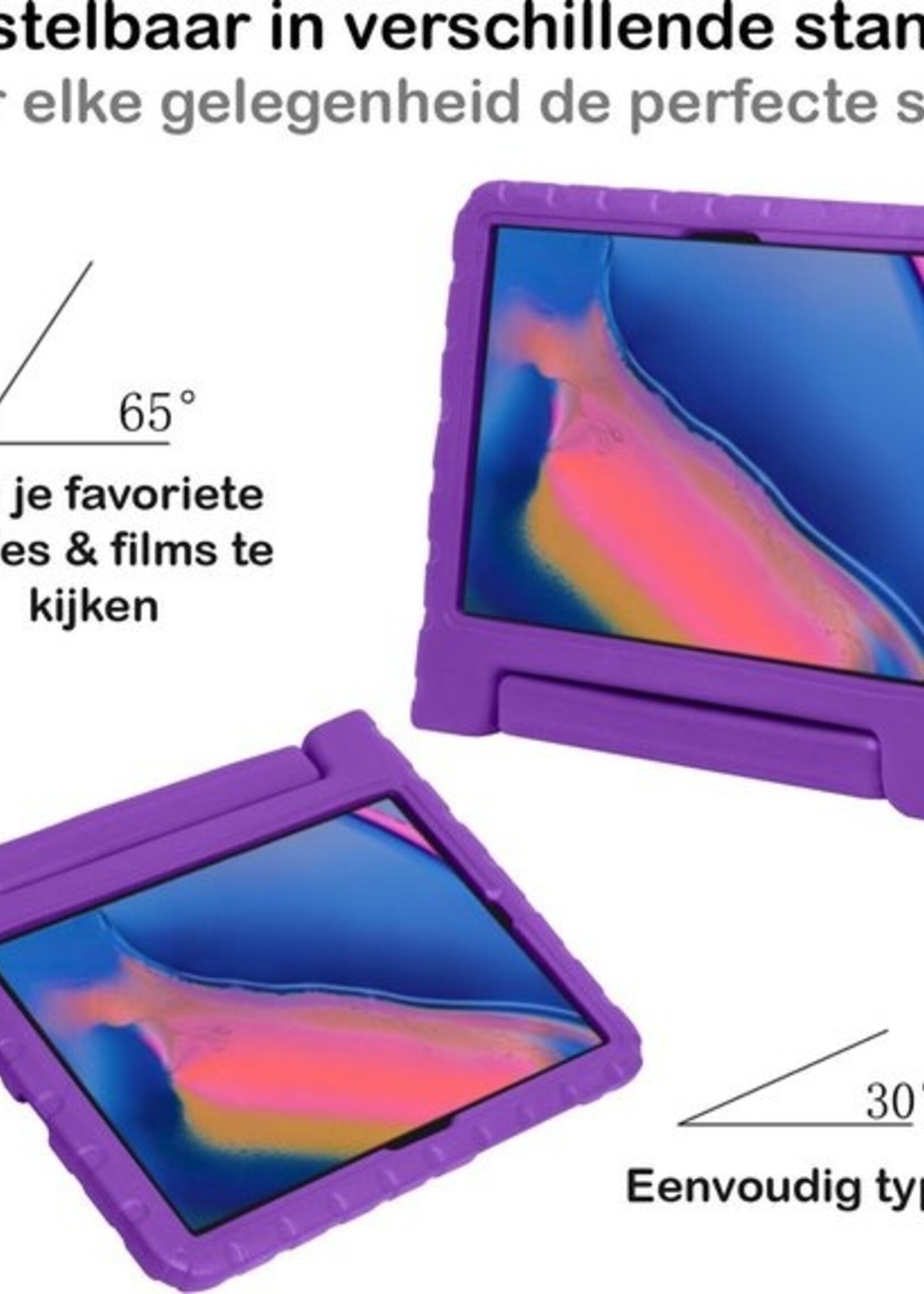 BTH Kinderhoes Geschikt voor Samsung Galaxy Tab A 8.0 (2019) Hoes Kinder Hoesje Kids Case Cover Kidsproof - Hoesje Geschikt voor Samsung Tab A 8.0 (2019) Hoesje Kinder Hoes - Paars