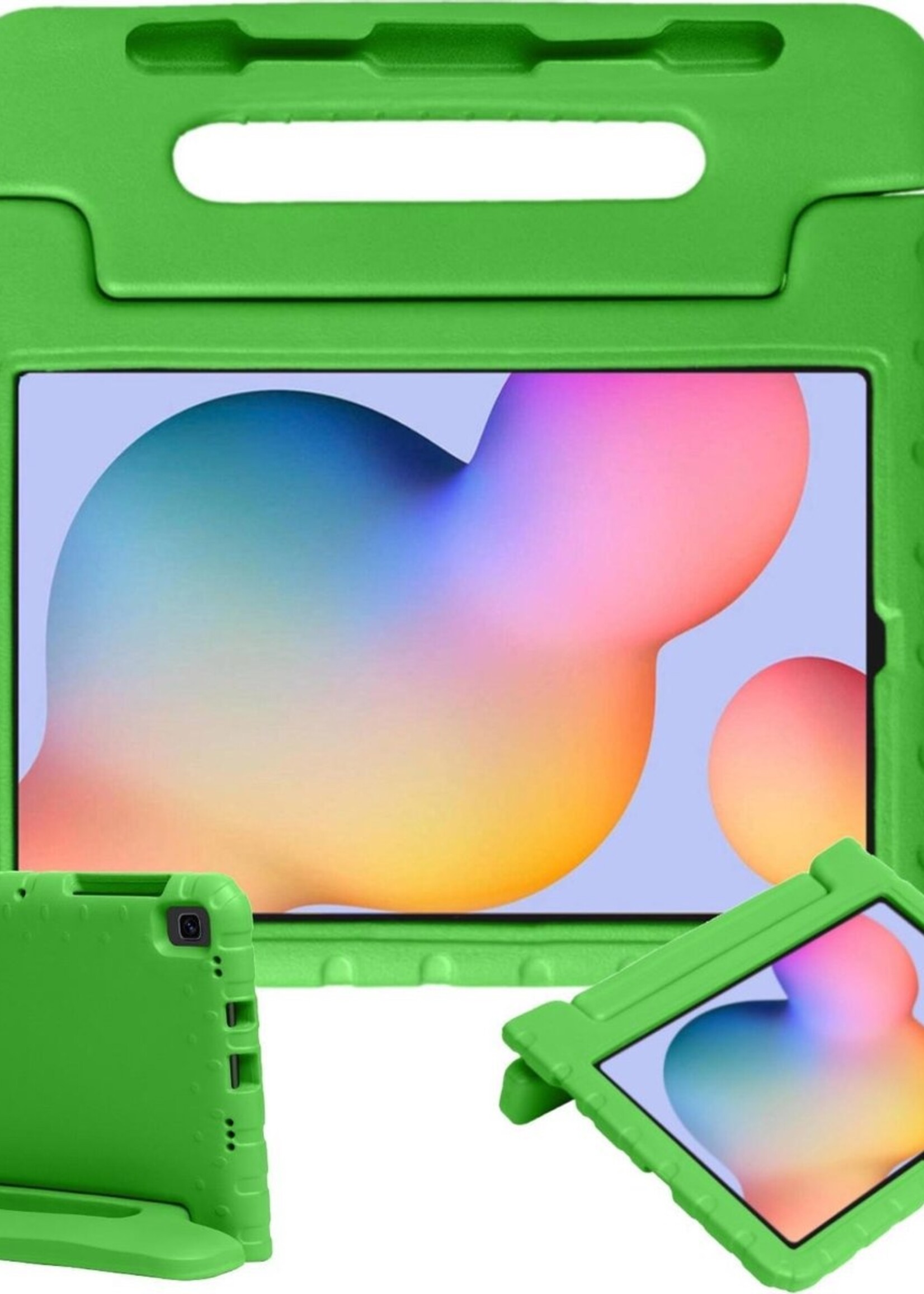 BTH Kinderhoes Geschikt voor Samsung Galaxy Tab S6 Lite Hoes Kinder Hoesje Kids Case Cover Kidsproof - Hoesje Geschikt voor Samsung Tab S6 Lite Hoesje Kinder Hoes - Groen
