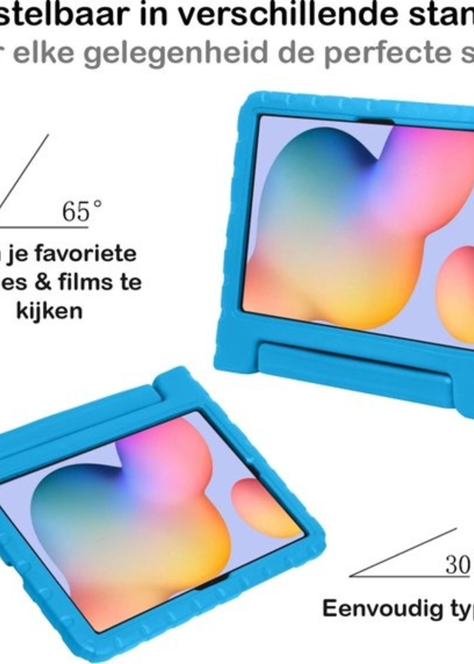 BTH Kinderhoes Geschikt voor Samsung Galaxy Tab S6 Lite Hoes Kinder Hoesje Kids Case Cover Kidsproof - Hoesje Geschikt voor Samsung Tab S6 Lite Hoesje Kinder Hoes - Blauw