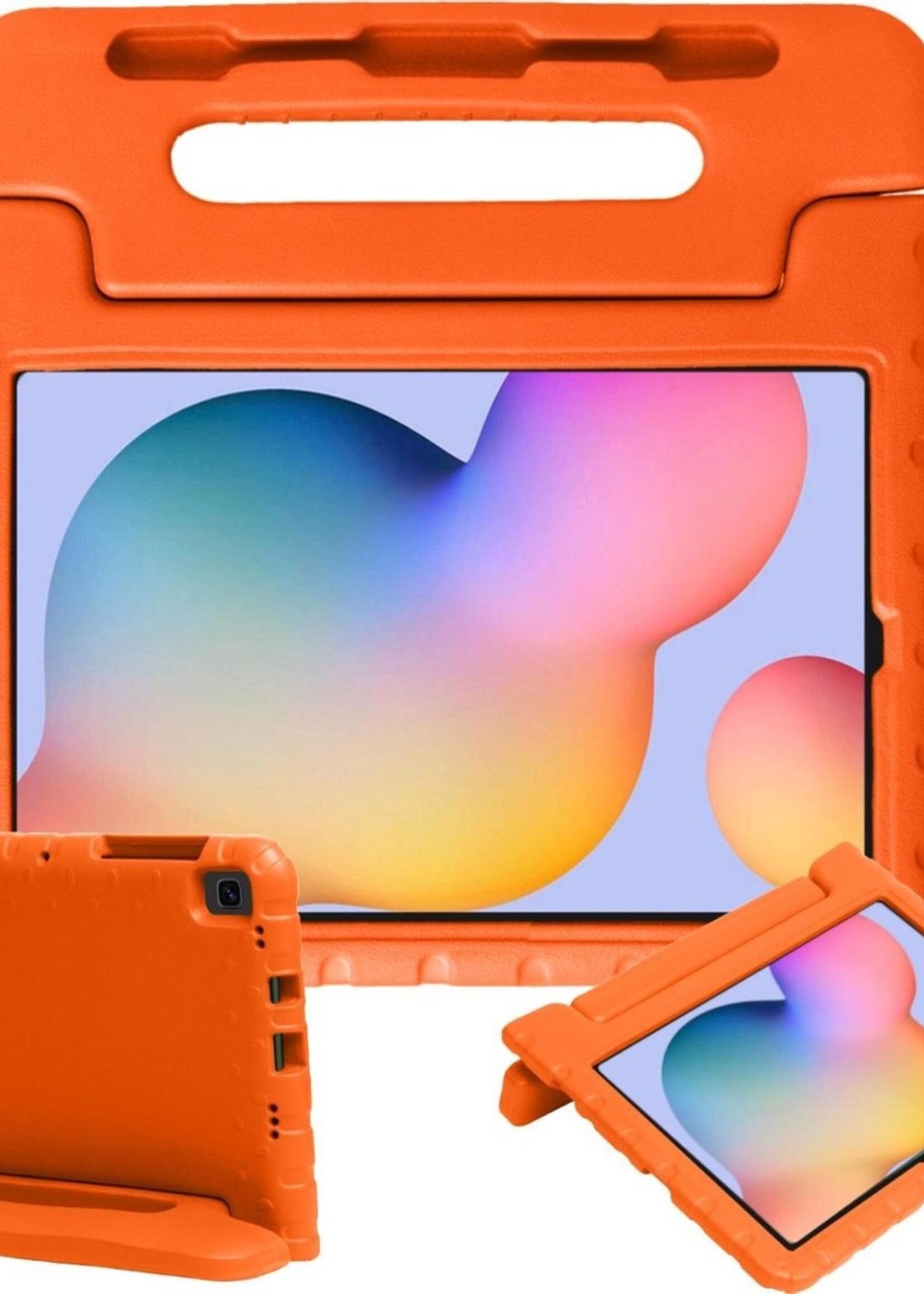 BTH Kinderhoes Geschikt voor Samsung Galaxy Tab S6 Lite Hoes Kinder Hoesje Kids Case Cover Kidsproof - Hoesje Geschikt voor Samsung Tab S6 Lite Hoesje Kinder Hoes - Oranje