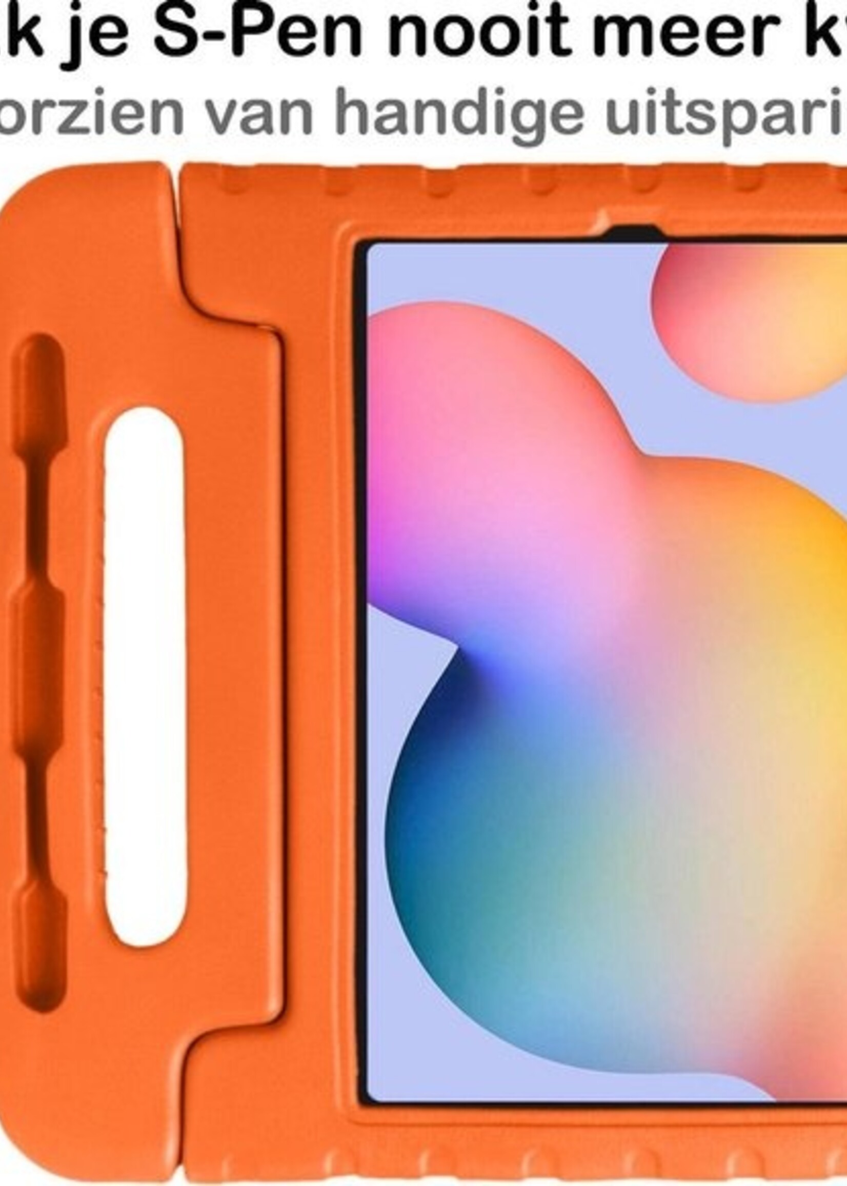 BTH Kinderhoes Geschikt voor Samsung Galaxy Tab S6 Lite Hoes Kinder Hoesje Kids Case Cover Kidsproof - Hoesje Geschikt voor Samsung Tab S6 Lite Hoesje Kinder Hoes - Oranje