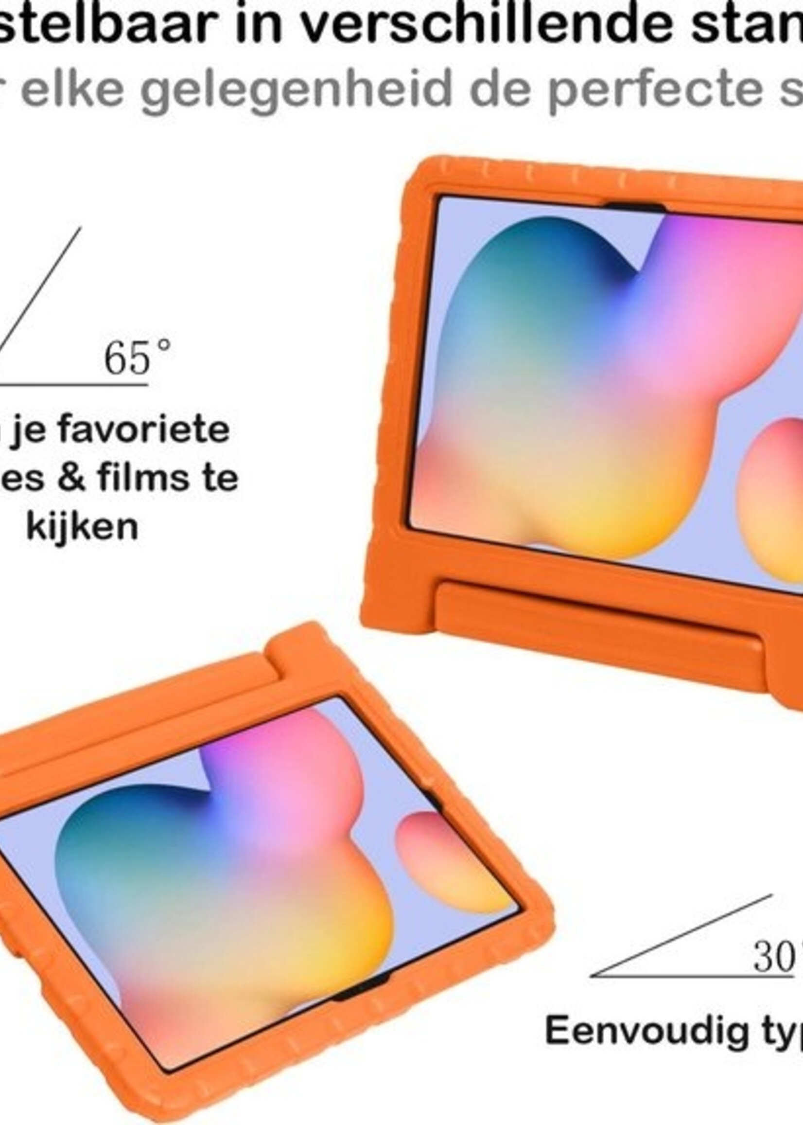 BTH Kinderhoes Geschikt voor Samsung Galaxy Tab S6 Lite Hoes Kinder Hoesje Kids Case Cover Kidsproof - Hoesje Geschikt voor Samsung Tab S6 Lite Hoesje Kinder Hoes - Oranje