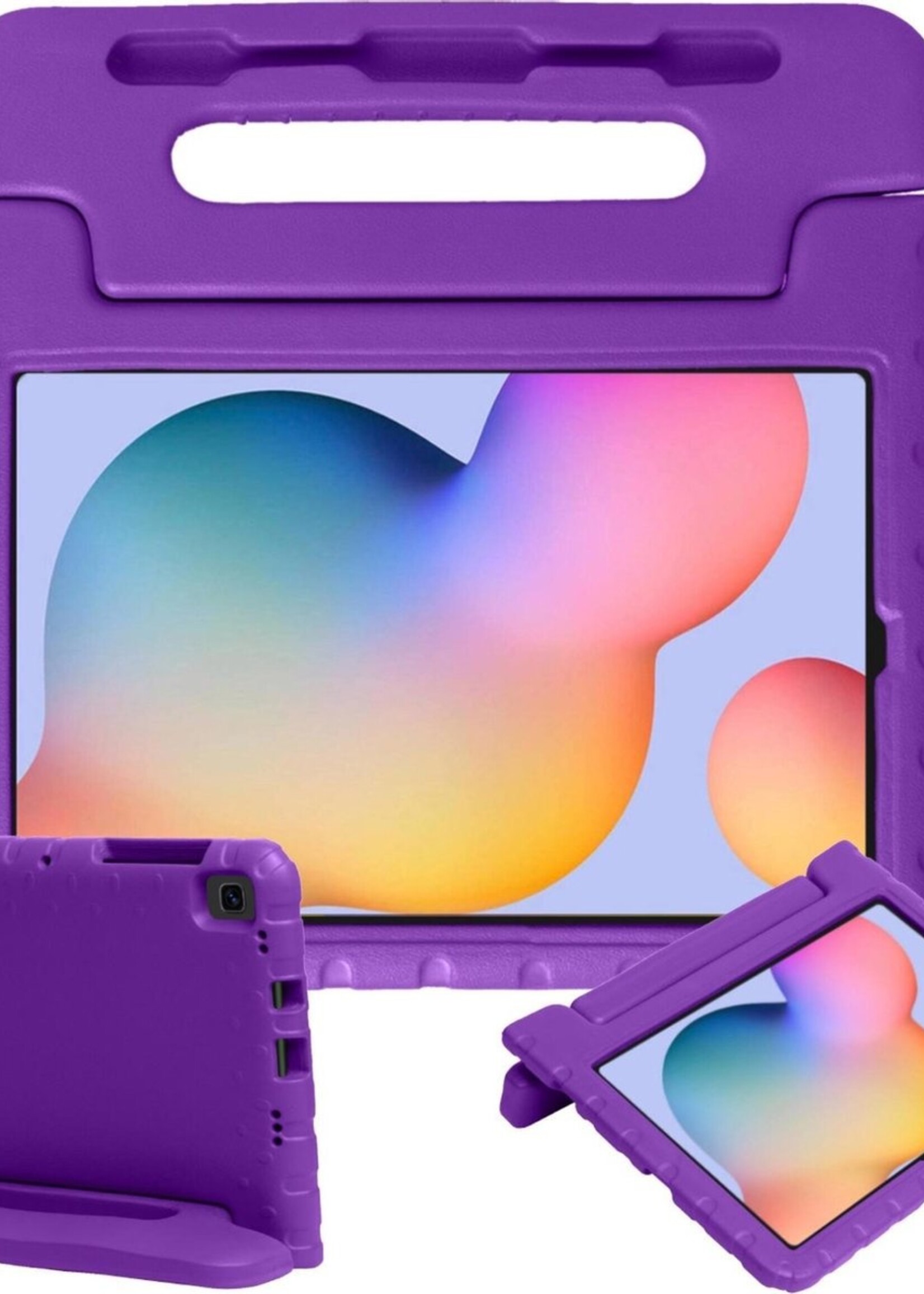 BTH Kinderhoes Geschikt voor Samsung Galaxy Tab S6 Lite Hoes Kinder Hoesje Kids Case Cover Kidsproof - Hoesje Geschikt voor Samsung Tab S6 Lite Hoesje Kinder Hoes - Paars