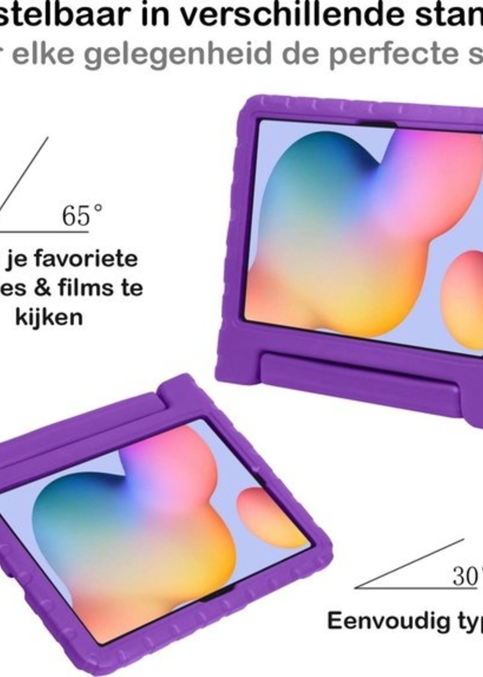 BTH Kinderhoes Geschikt voor Samsung Galaxy Tab S6 Lite Hoes Kinder Hoesje Kids Case Cover Kidsproof - Hoesje Geschikt voor Samsung Tab S6 Lite Hoesje Kinder Hoes - Paars