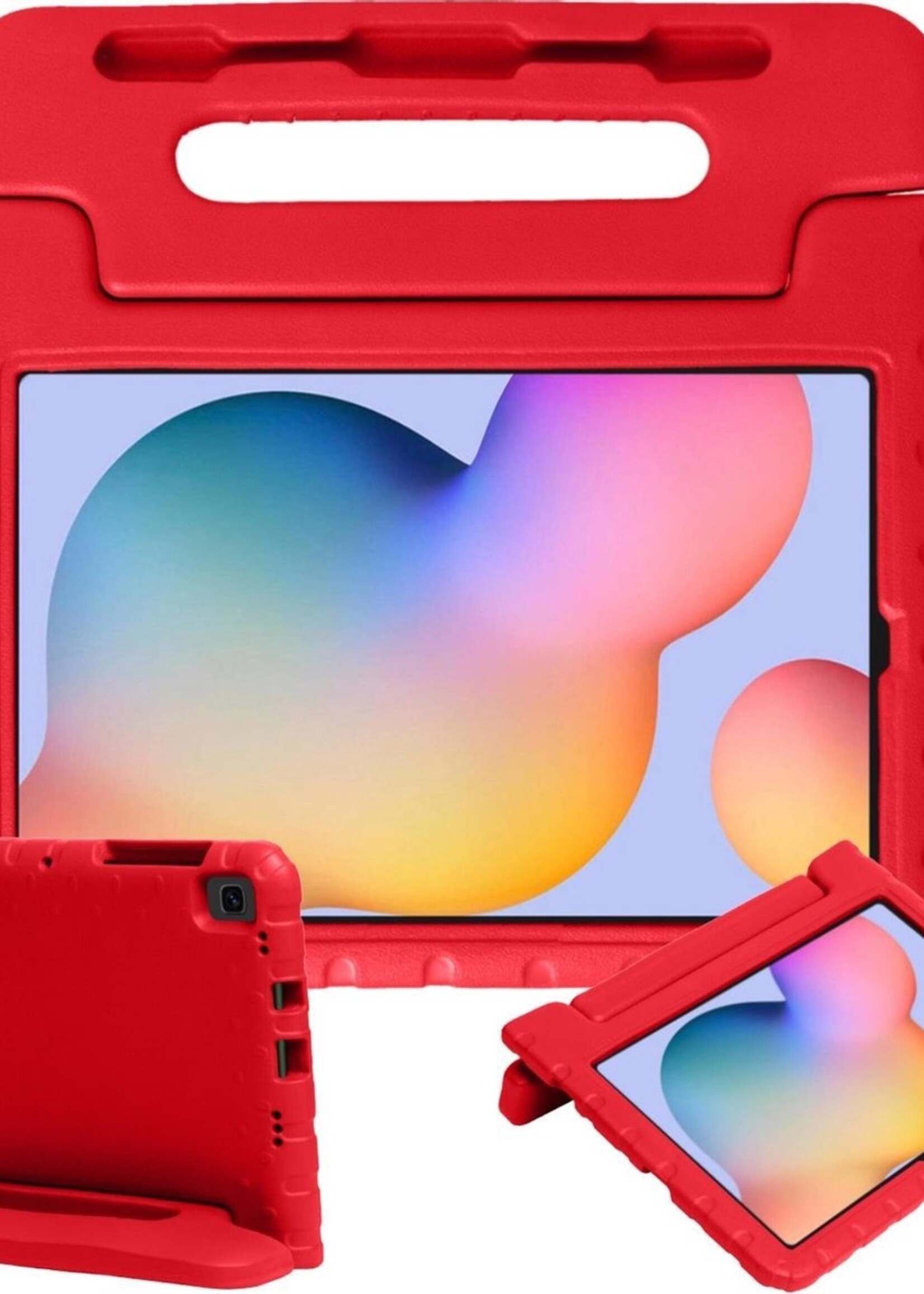 BTH Kinderhoes Geschikt voor Samsung Galaxy Tab S6 Lite Hoes Kinder Hoesje Kids Case Cover Kidsproof - Hoesje Geschikt voor Samsung Tab S6 Lite Hoesje Kinder Hoes - Rood