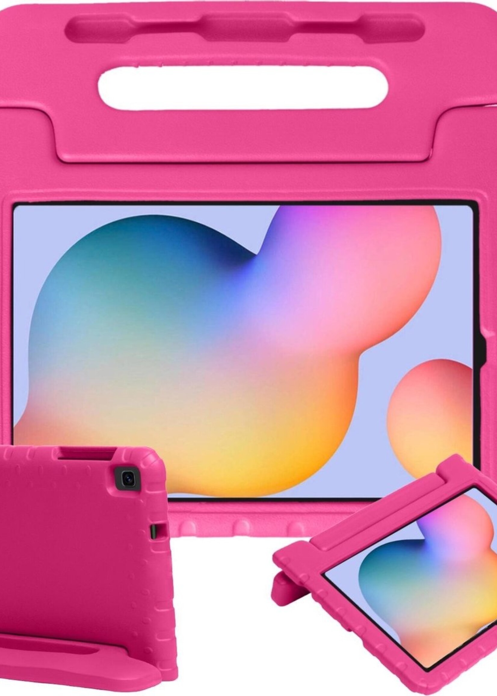 BTH Kinderhoes Geschikt voor Samsung Galaxy Tab S6 Lite Hoes Kinder Hoesje Kids Case Cover Kidsproof - Hoesje Geschikt voor Samsung Tab S6 Lite Hoesje Kinder Hoes - Roze