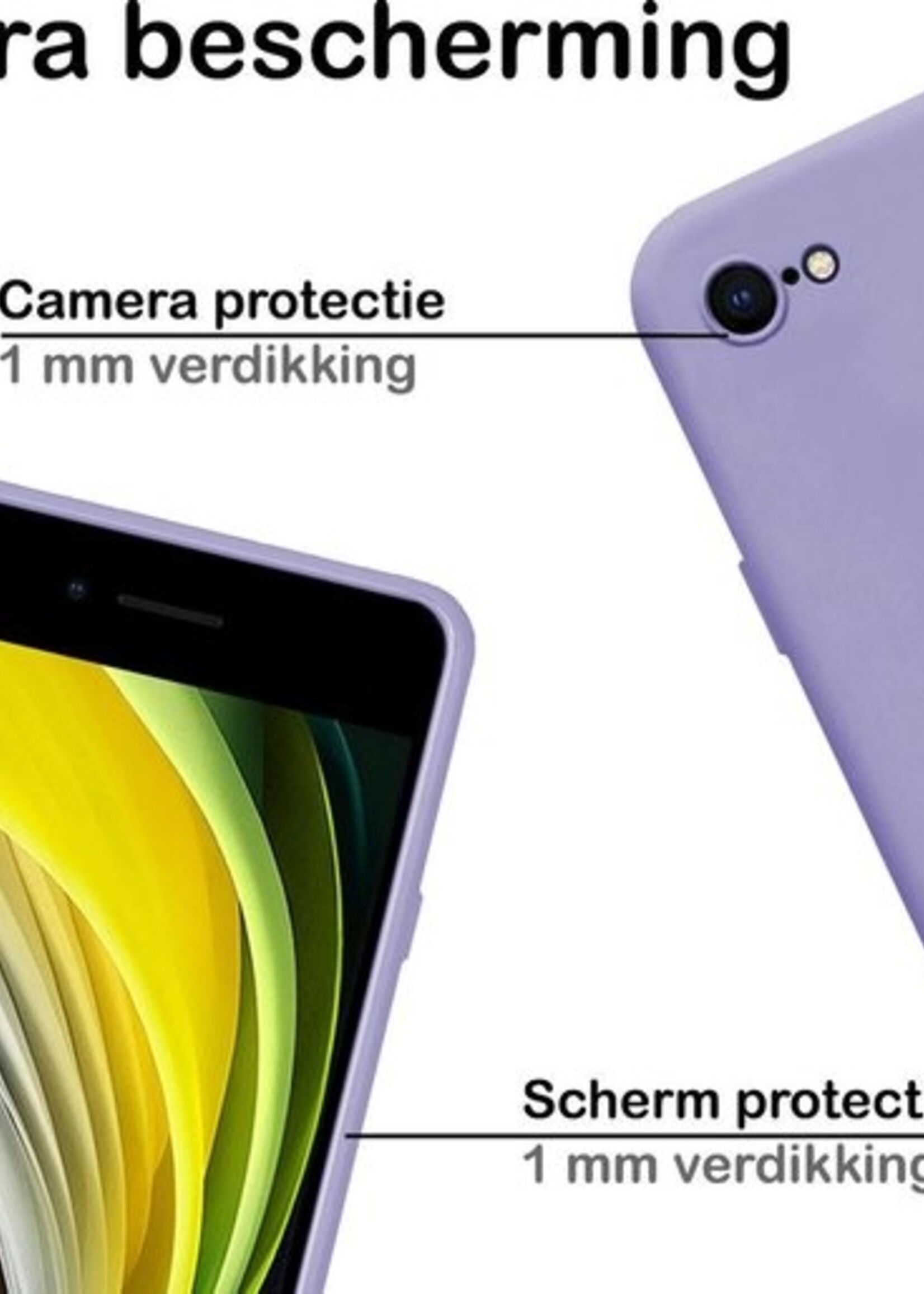 BTH Hoesje Geschikt voor iPhone 7 Hoesje Siliconen Case Hoes - Hoes Geschikt voor iPhone 7 Hoes Cover Case - Lila