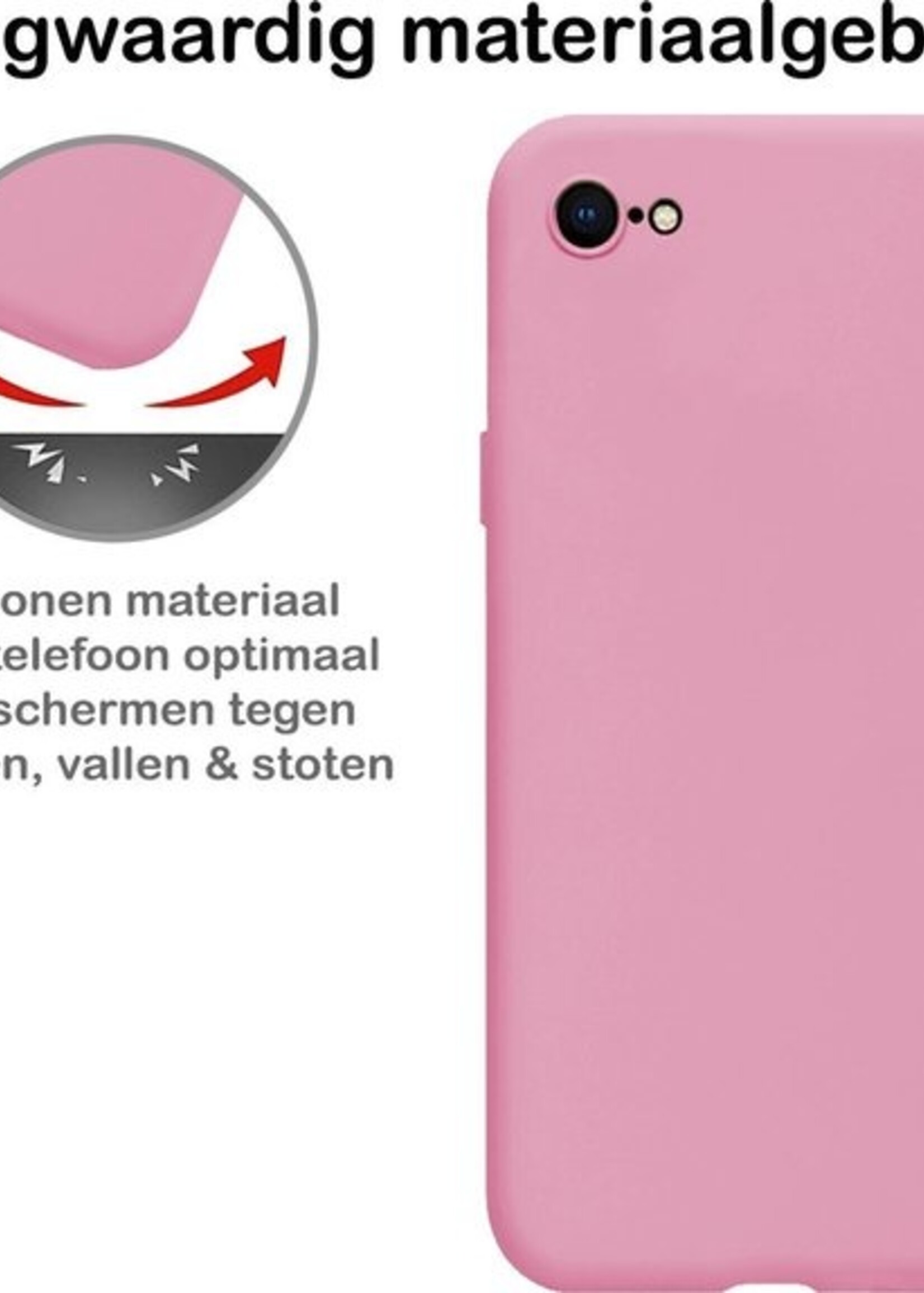 BTH Hoesje Geschikt voor iPhone 7 Hoesje Siliconen Case Hoes - Hoes Geschikt voor iPhone 7 Hoes Cover Case - Roze