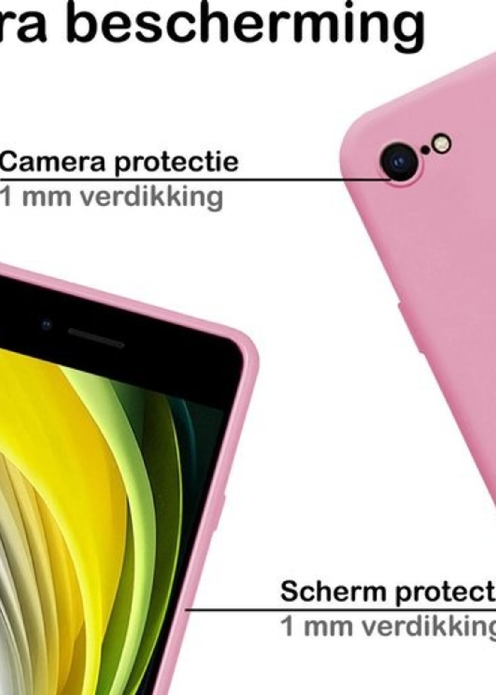 BTH Hoesje Geschikt voor iPhone 7 Hoesje Siliconen Case Hoes - Hoes Geschikt voor iPhone 7 Hoes Cover Case - Roze