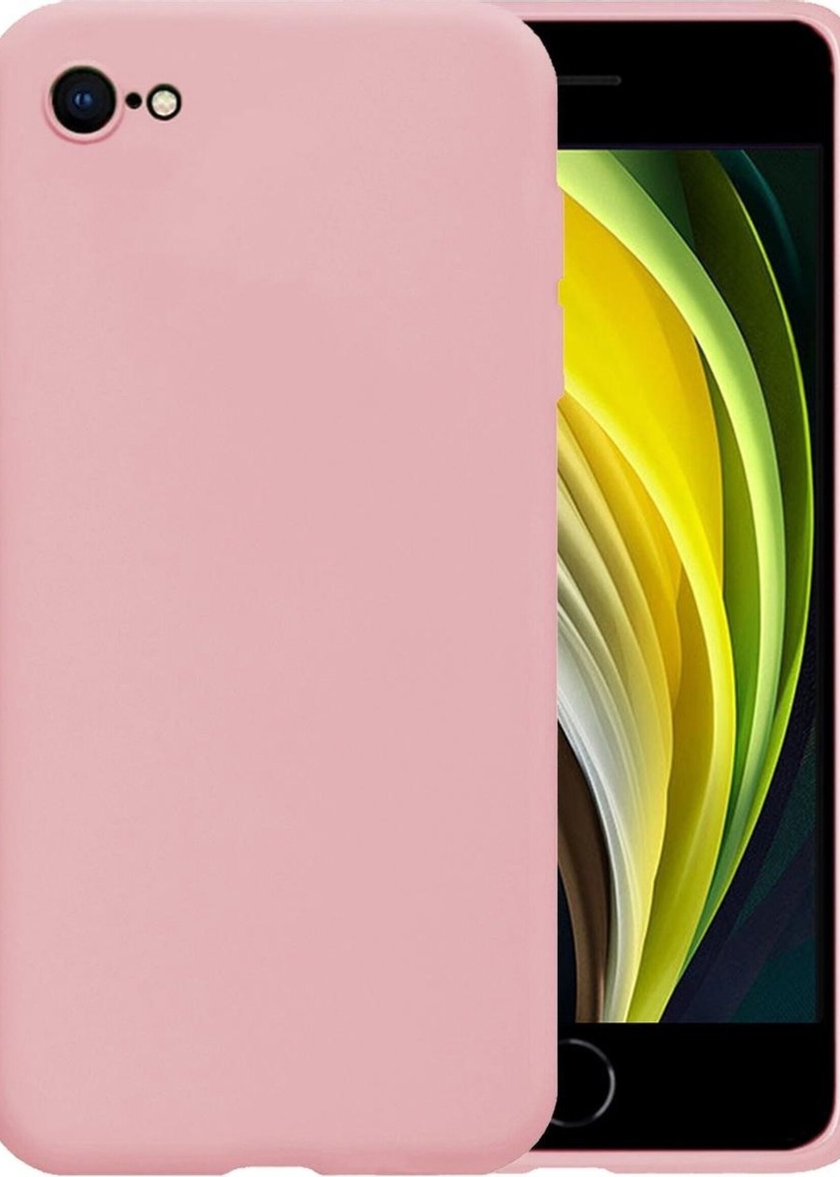 BTH Hoesje Geschikt voor iPhone 7 Hoesje Siliconen Case Hoes - Hoes Geschikt voor iPhone 7 Hoes Cover Case - Roze