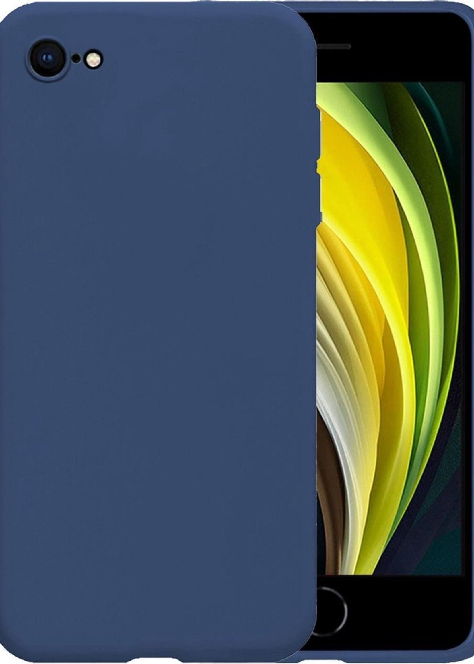 BTH Hoesje Geschikt voor iPhone 8 Hoesje Siliconen Case Hoes - Hoes Geschikt voor iPhone 8 Hoes Cover Case - Blauw