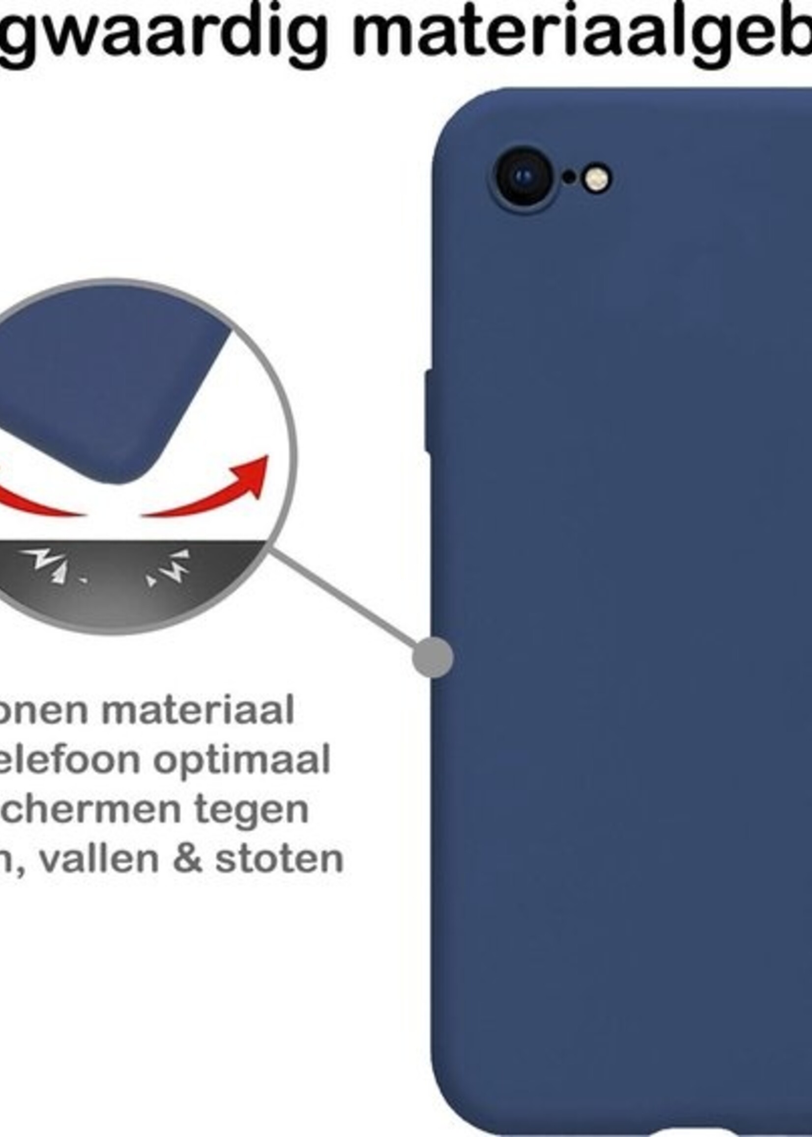 BTH Hoesje Geschikt voor iPhone 8 Hoesje Siliconen Case Hoes - Hoes Geschikt voor iPhone 8 Hoes Cover Case - Blauw