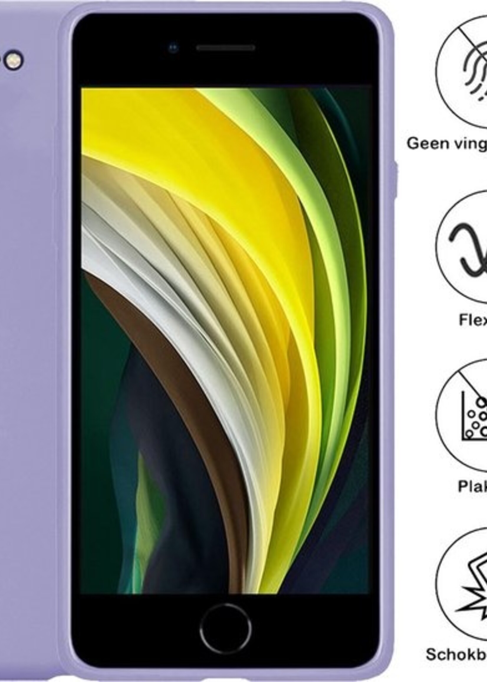 BTH Hoesje Geschikt voor iPhone 8 Hoesje Siliconen Case Hoes - Hoes Geschikt voor iPhone 8 Hoes Cover Case - Lila