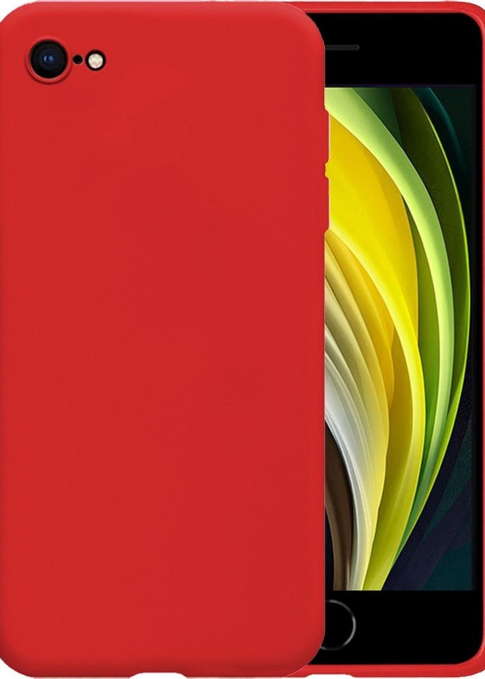 BTH Hoesje Geschikt voor iPhone 8 Hoesje Siliconen Case Hoes - Hoes Geschikt voor iPhone 8 Hoes Cover Case - Rood