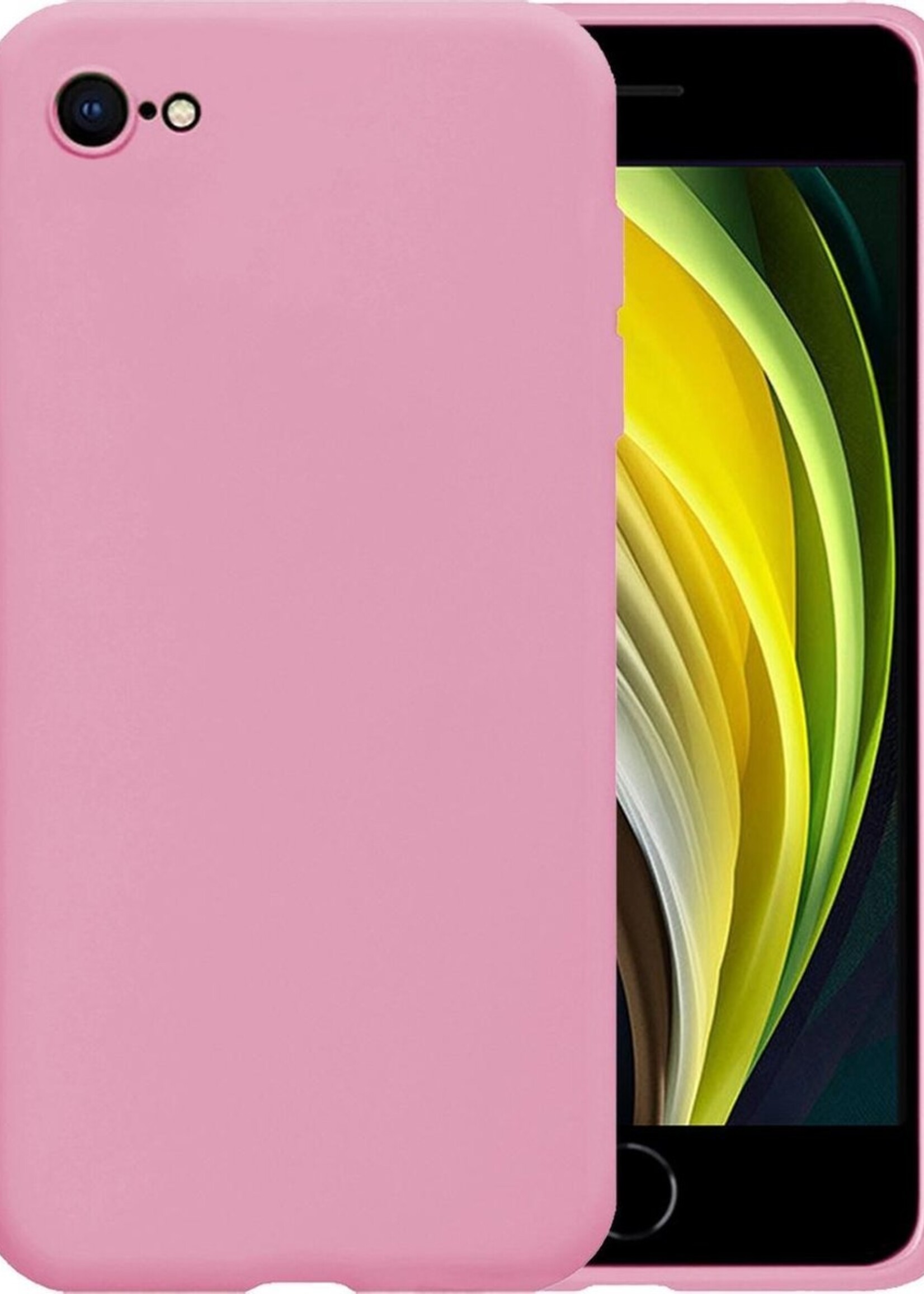 BTH Hoesje Geschikt voor iPhone 8 Hoesje Siliconen Case Hoes - Hoes Geschikt voor iPhone 8 Hoes Cover Case - Roze