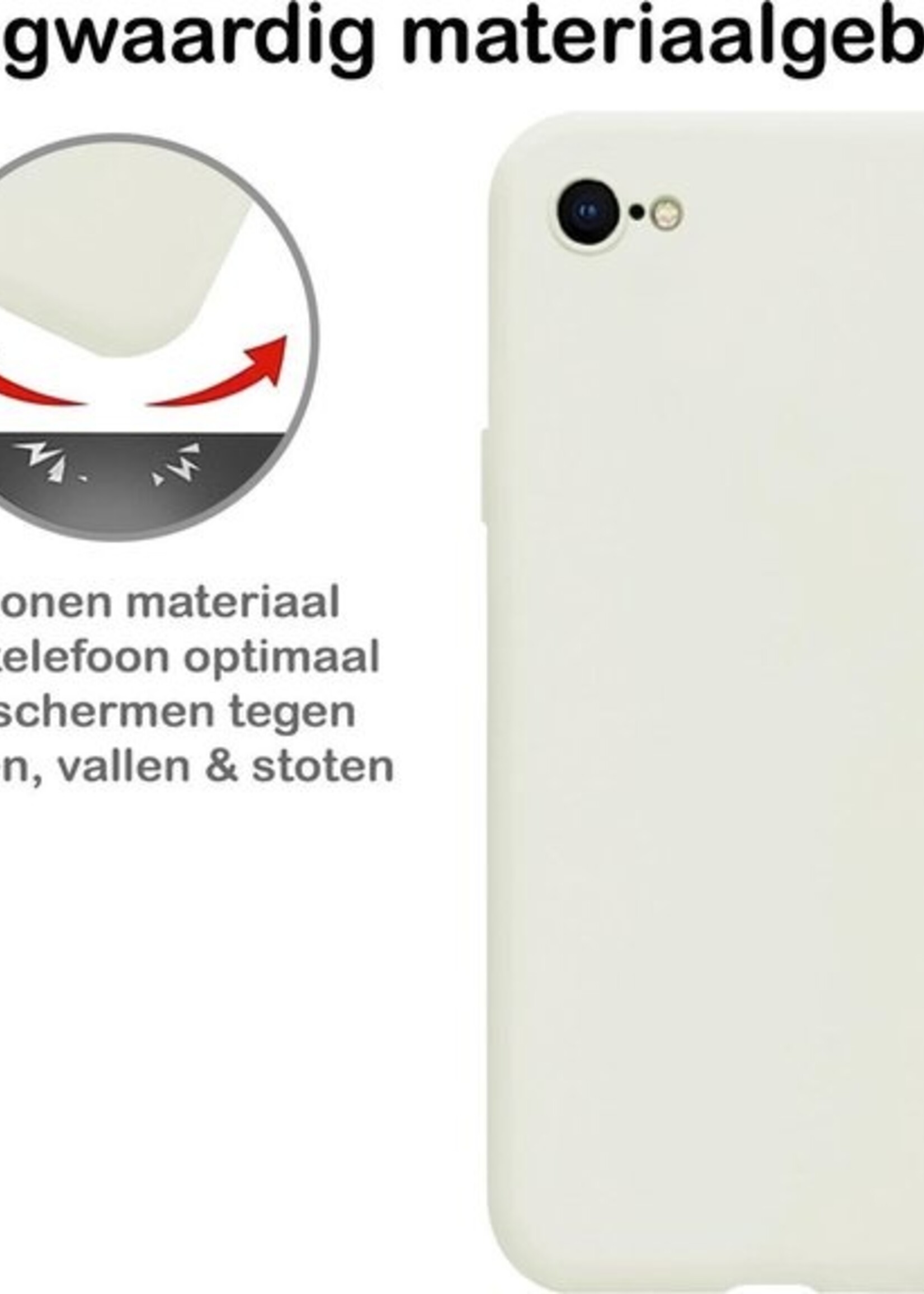 BTH Hoesje Geschikt voor iPhone 8 Hoesje Siliconen Case Hoes - Hoes Geschikt voor iPhone 8 Hoes Cover Case - Wit