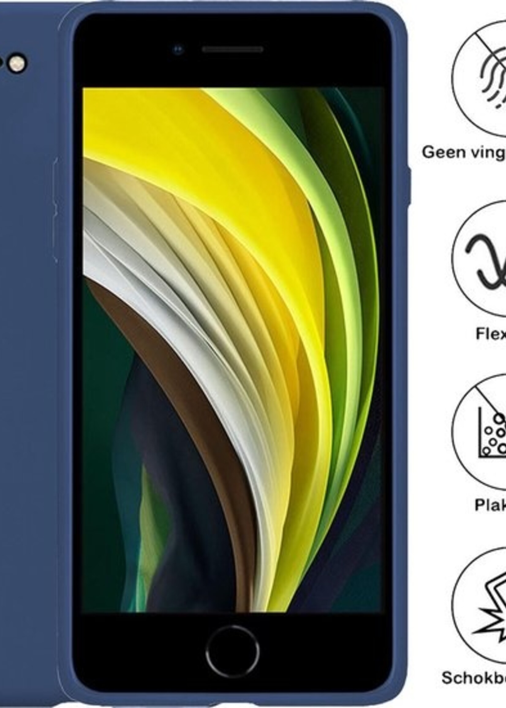 BTH Hoesje Geschikt voor iPhone SE 2020 Hoesje Siliconen Case Hoes - Hoes Geschikt voor iPhone SE (2020) Hoes Cover Case - Blauw