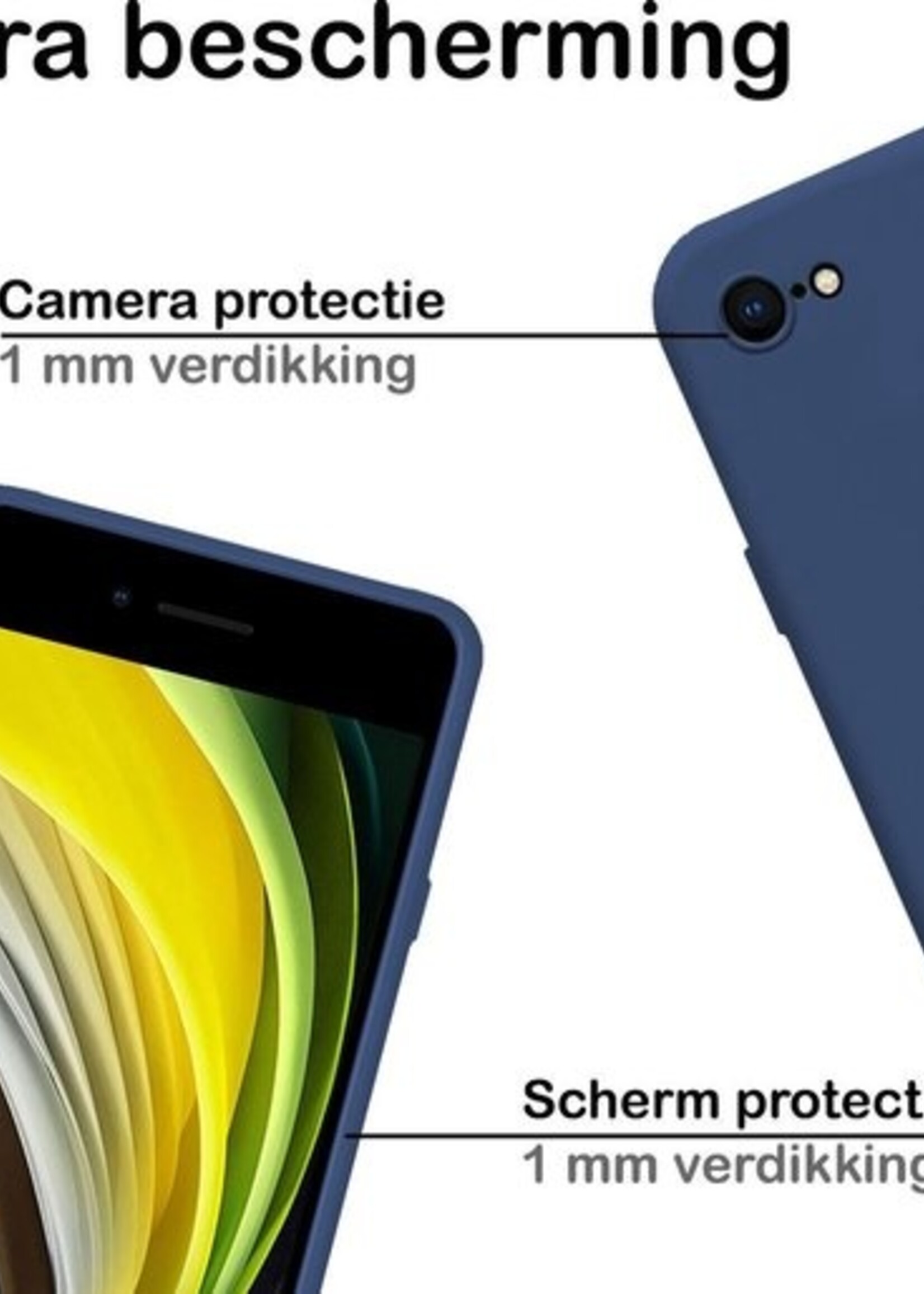 BTH Hoesje Geschikt voor iPhone SE 2020 Hoesje Siliconen Case Hoes - Hoes Geschikt voor iPhone SE (2020) Hoes Cover Case - Blauw
