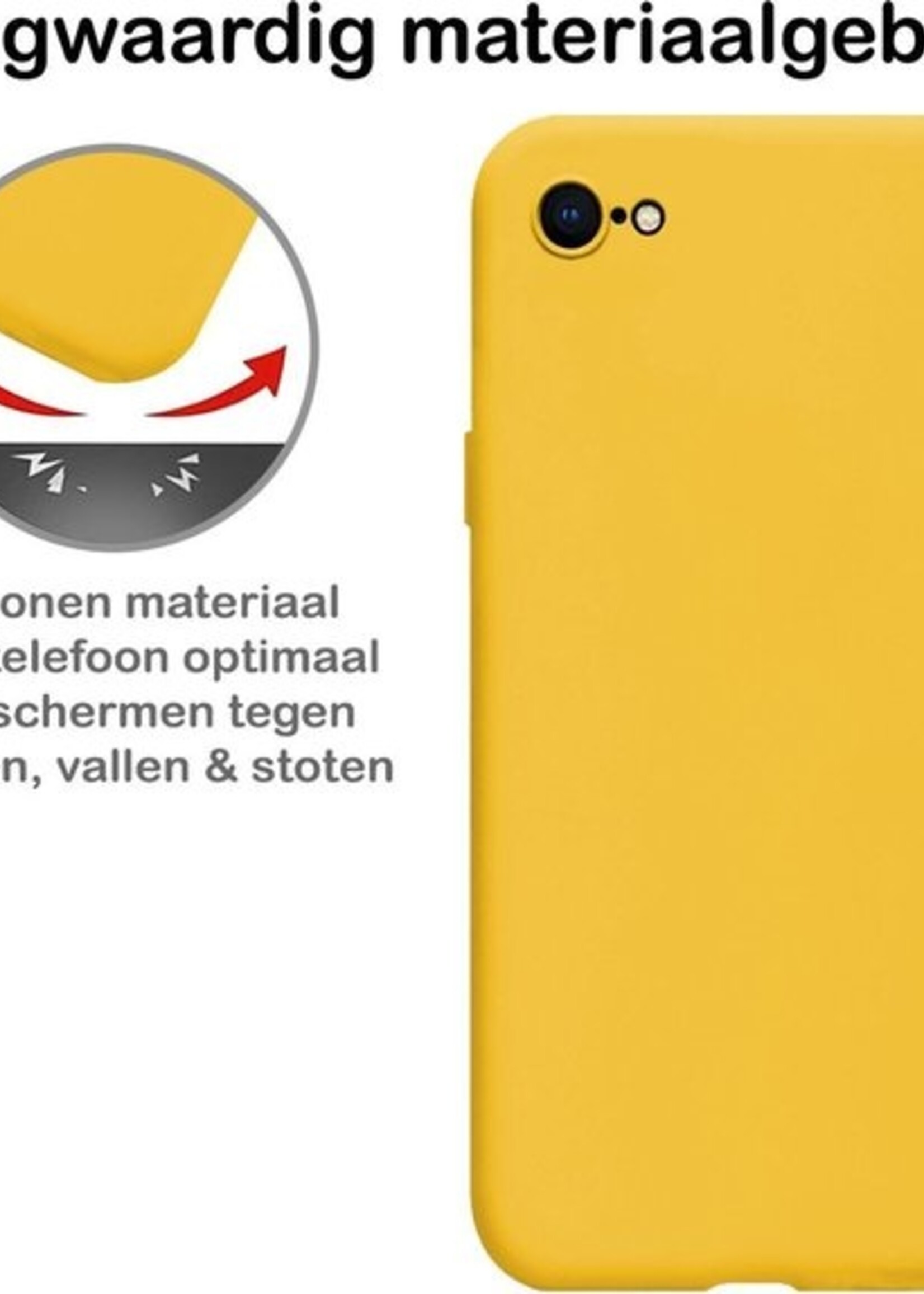 BTH Hoesje Geschikt voor iPhone SE 2020 Hoesje Siliconen Case Hoes - Hoes Geschikt voor iPhone SE (2020) Hoes Cover Case - Geel