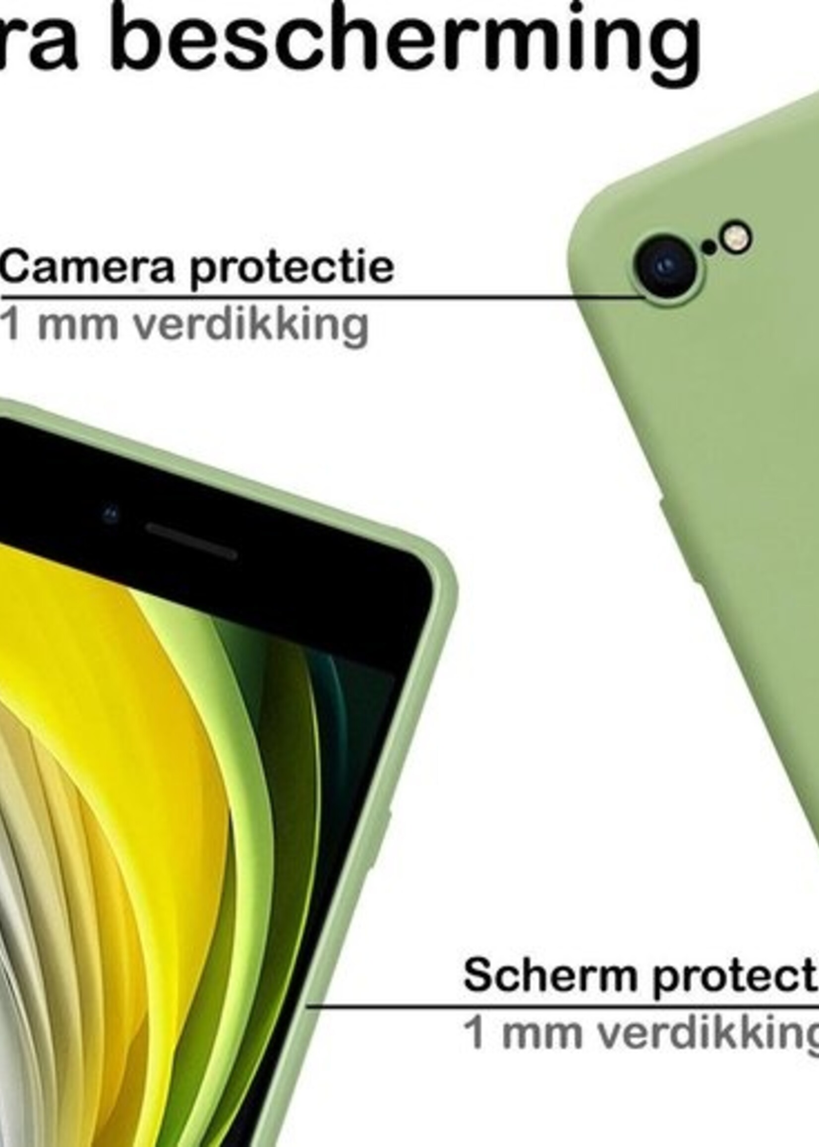 BTH Hoesje Geschikt voor iPhone 7 Hoesje Siliconen Case Hoes - Hoes Geschikt voor iPhone 7 Hoes Cover Case - Groen - 2 PACK