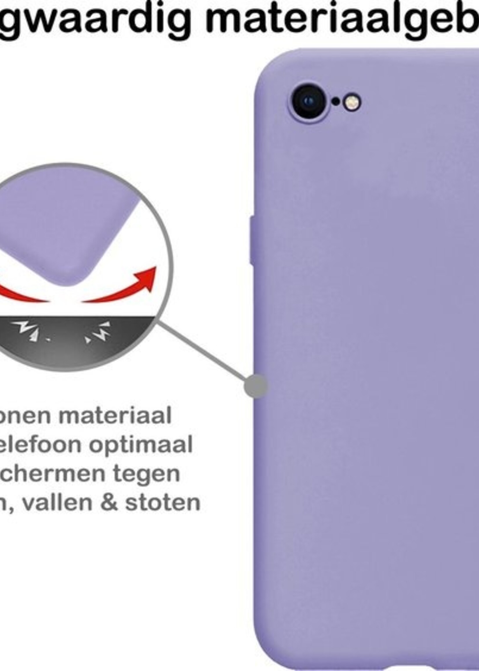 BTH Hoesje Geschikt voor iPhone 7 Hoesje Siliconen Case Hoes - Hoes Geschikt voor iPhone 7 Hoes Cover Case - Lila - 2 PACK