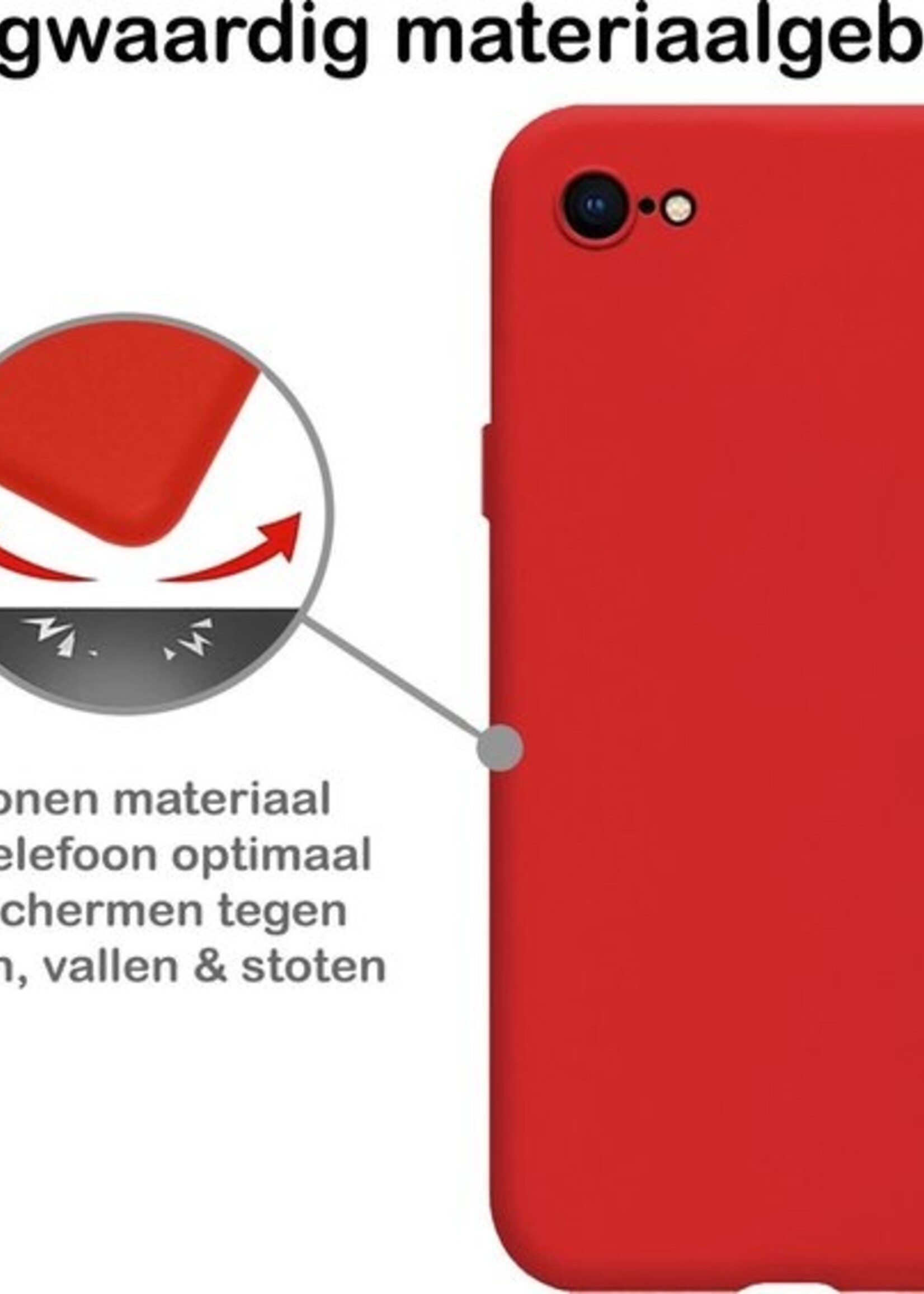 BTH Hoesje Geschikt voor iPhone 7 Hoesje Siliconen Case Hoes - Hoes Geschikt voor iPhone 7 Hoes Cover Case - Rood - 2 PACK