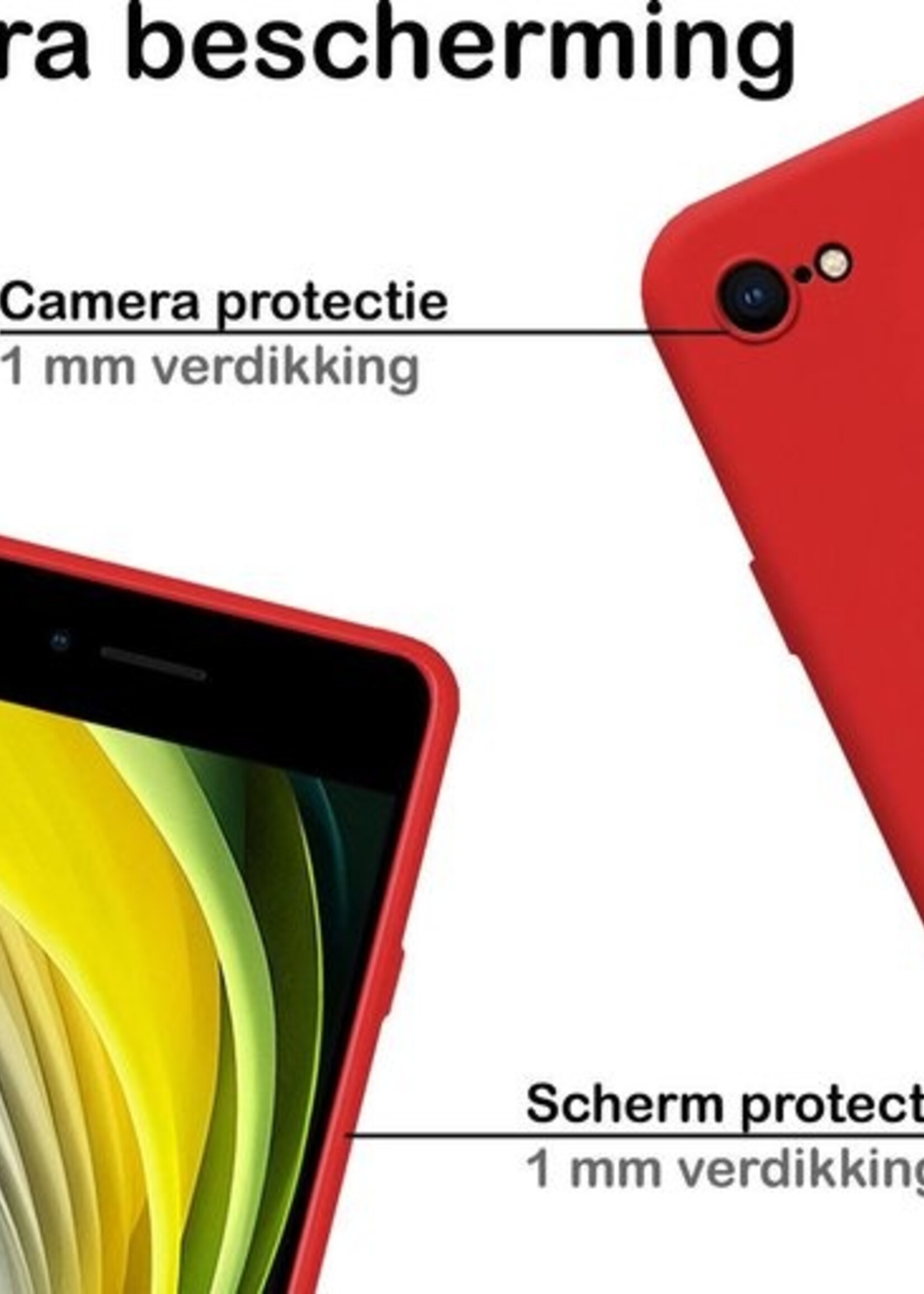 BTH Hoesje Geschikt voor iPhone 7 Hoesje Siliconen Case Hoes - Hoes Geschikt voor iPhone 7 Hoes Cover Case - Rood - 2 PACK