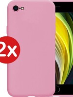 BTH BTH iPhone 7 hoesje siliconen - 2 PACK  - Donkerroze