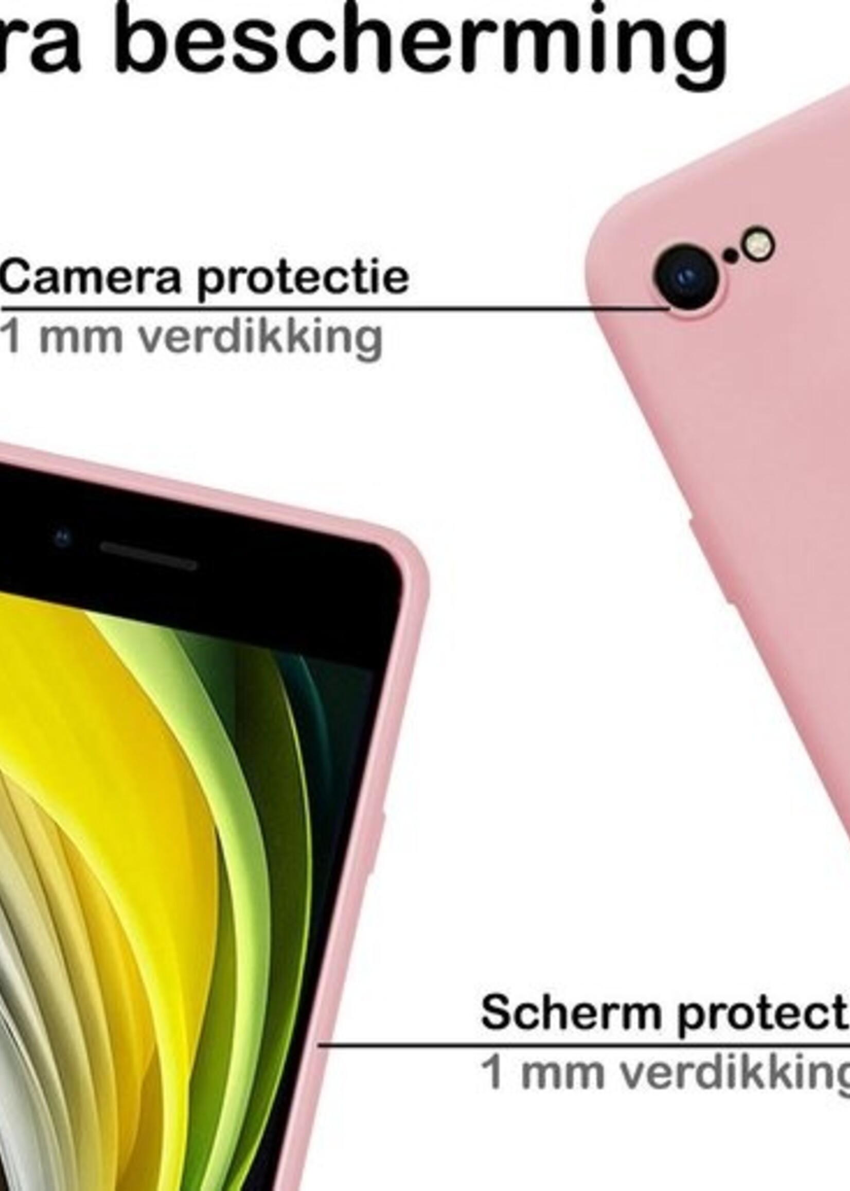 BTH Hoesje Geschikt voor iPhone 7 Hoesje Siliconen Case Hoes - Hoes Geschikt voor iPhone 7 Hoes Cover Case - Lichtroze - 2 PACK