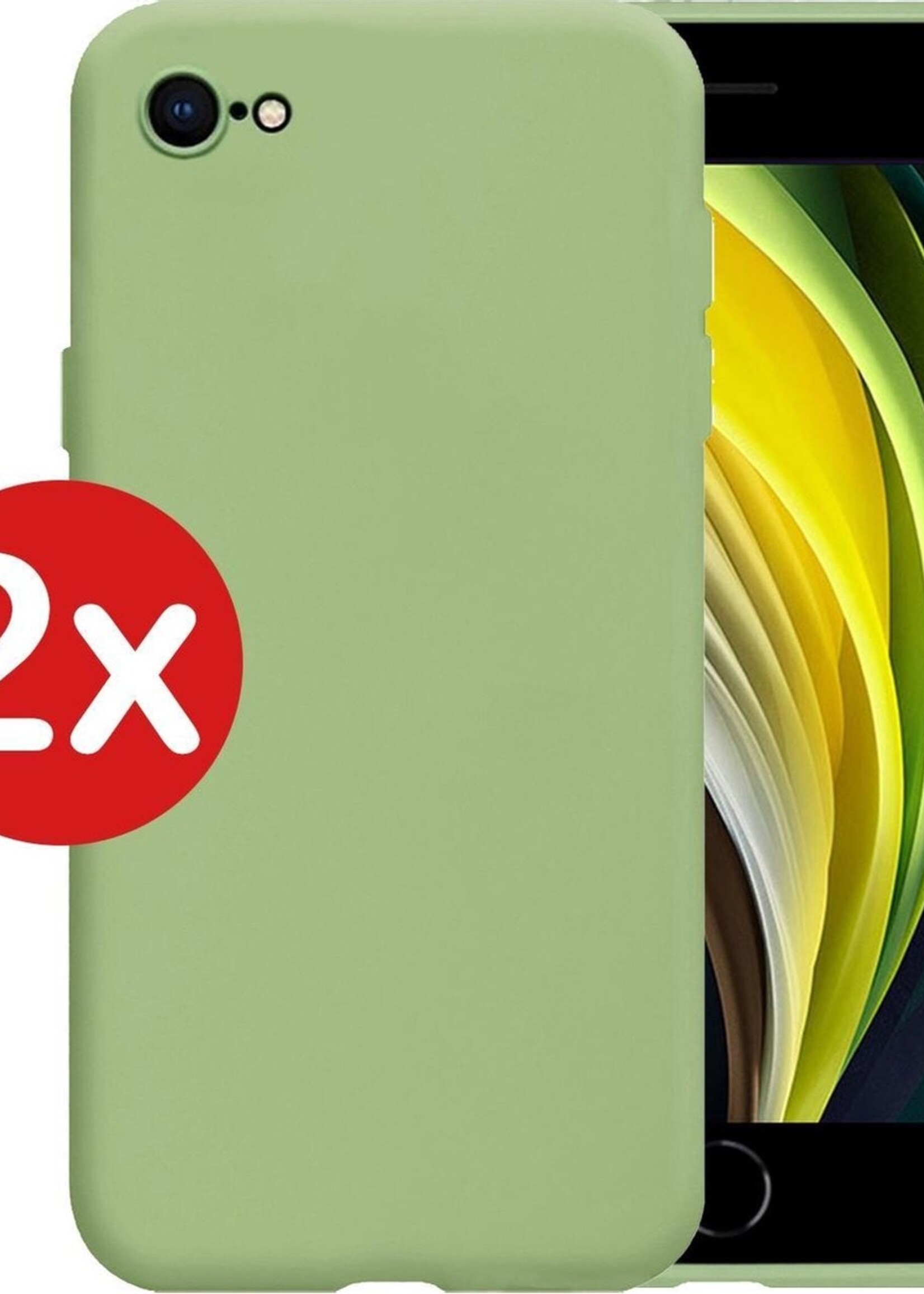 BTH Hoesje Geschikt voor iPhone 8 Hoesje Siliconen Case Hoes - Hoes Geschikt voor iPhone 8 Hoes Cover Case - Groen - 2 PACK