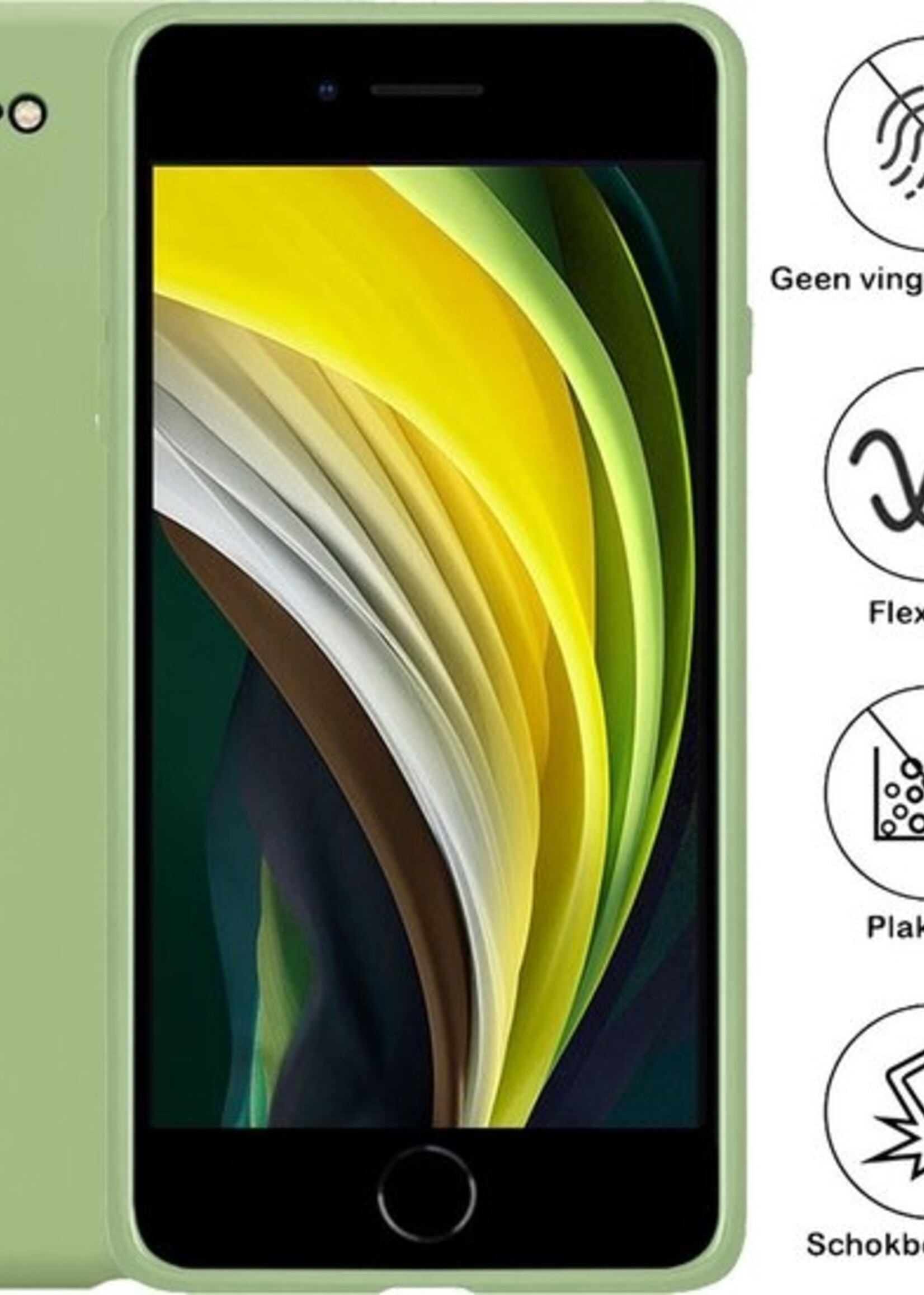 BTH Hoesje Geschikt voor iPhone 8 Hoesje Siliconen Case Hoes - Hoes Geschikt voor iPhone 8 Hoes Cover Case - Groen - 2 PACK