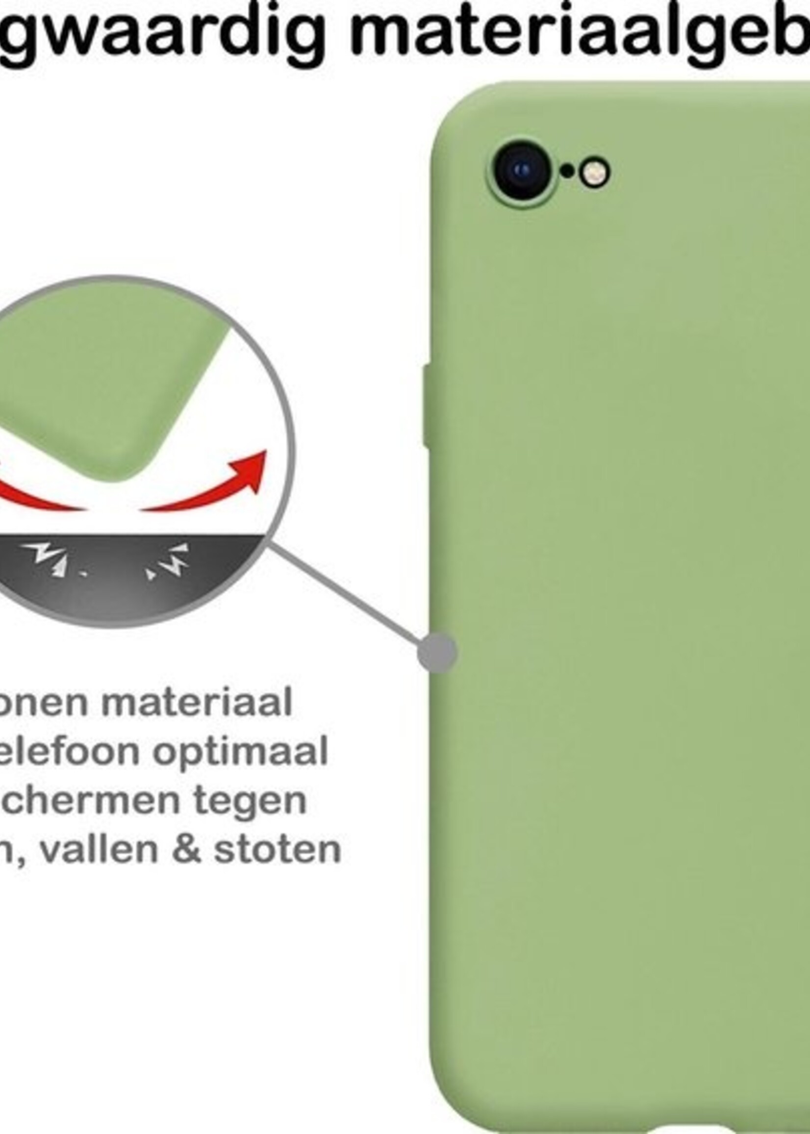 BTH Hoesje Geschikt voor iPhone 8 Hoesje Siliconen Case Hoes - Hoes Geschikt voor iPhone 8 Hoes Cover Case - Groen - 2 PACK