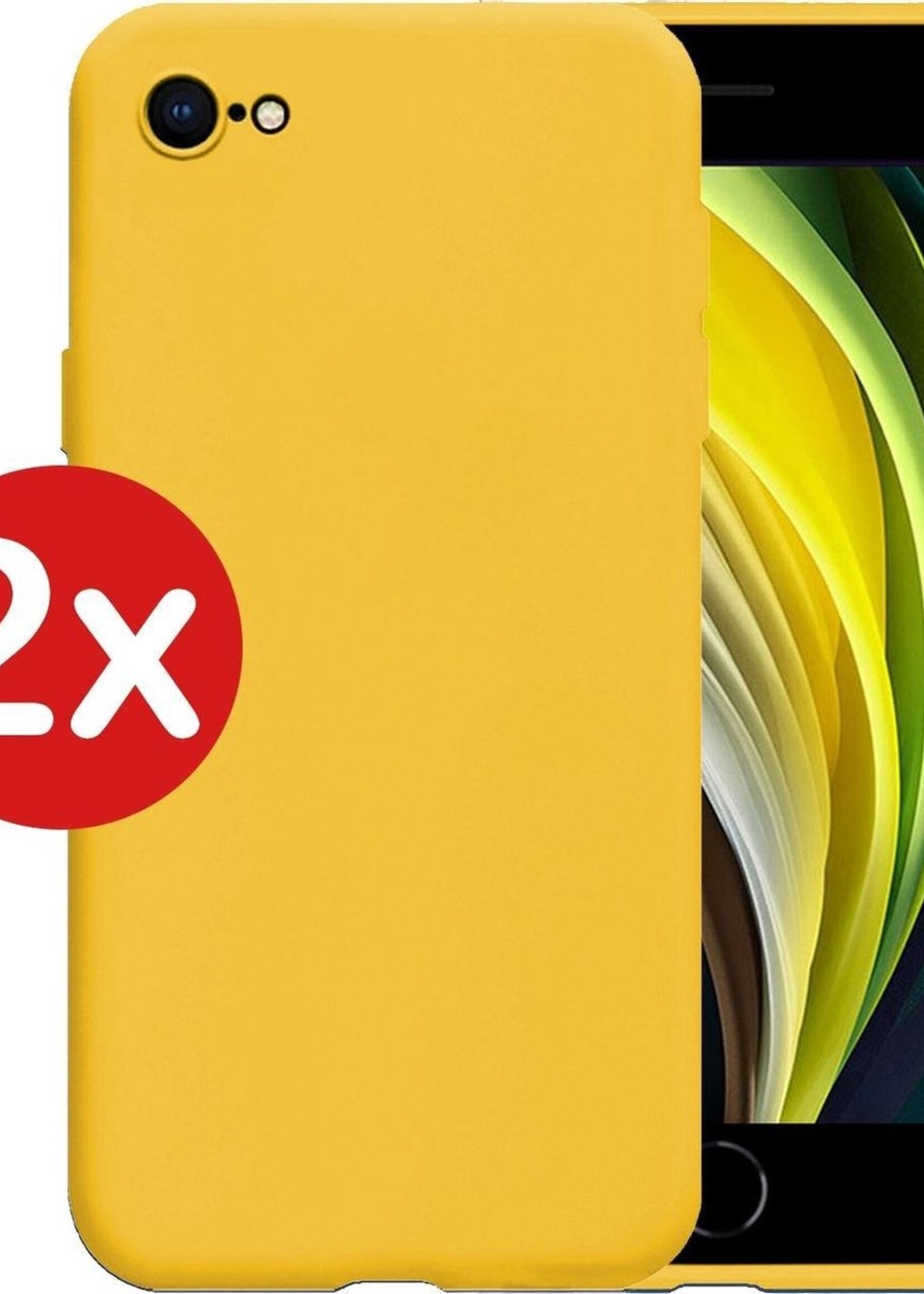 BTH Hoesje Geschikt voor iPhone SE 2020 Hoesje Siliconen Case Hoes - Hoes Geschikt voor iPhone SE (2020) Hoes Cover Case - Geel - 2 PACK