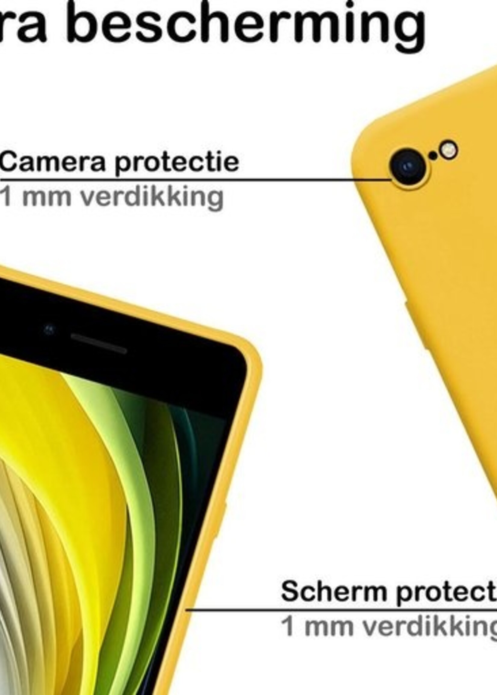 BTH Hoesje Geschikt voor iPhone SE 2020 Hoesje Siliconen Case Hoes - Hoes Geschikt voor iPhone SE (2020) Hoes Cover Case - Geel - 2 PACK