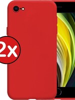 BTH BTH iPhone SE 2020 hoesje siliconen - 2 PACK  - Rood