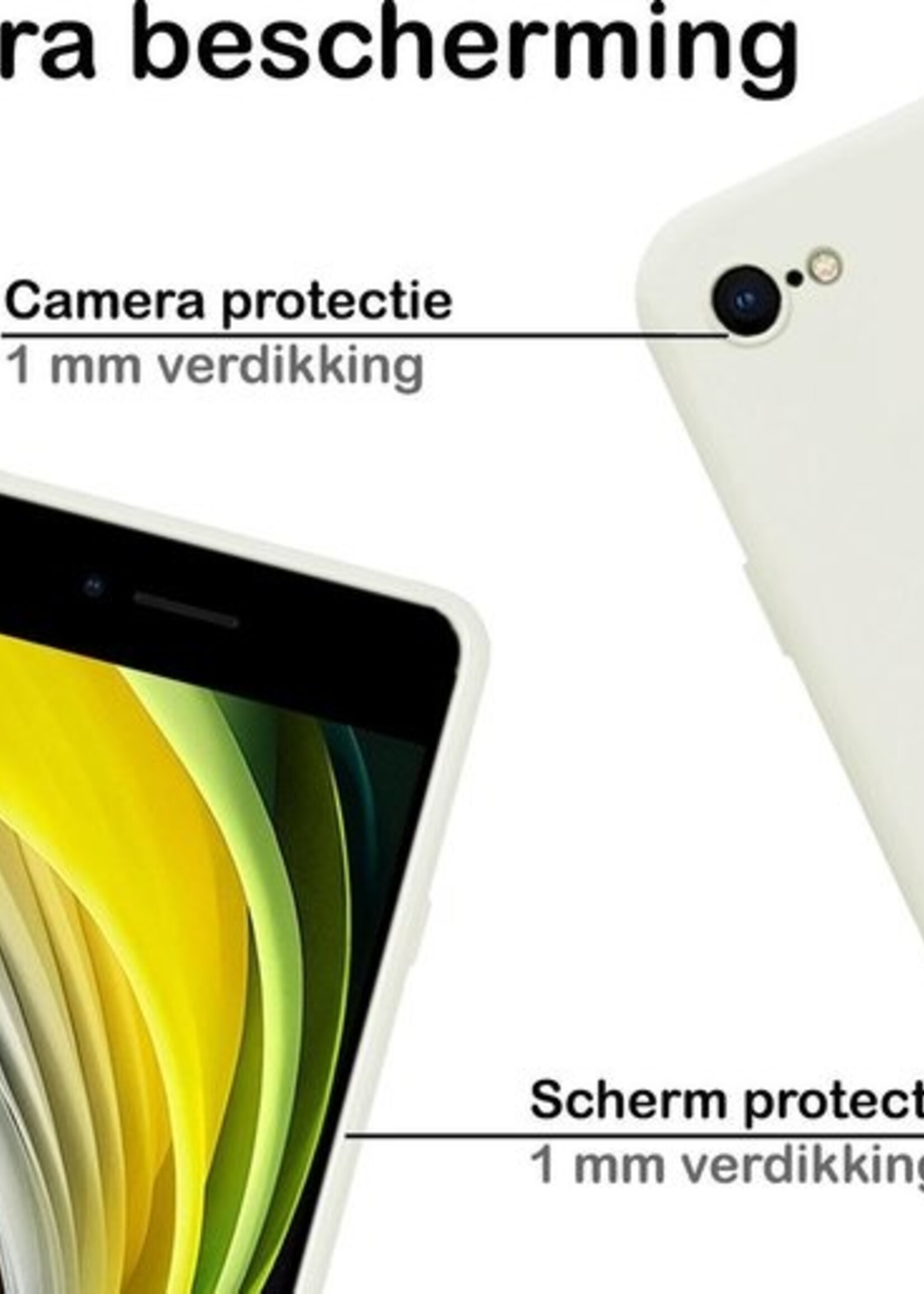 BTH Hoesje Geschikt voor iPhone SE 2020 Hoesje Siliconen Case Hoes - Hoes Geschikt voor iPhone SE (2020) Hoes Cover Case - Wit - 2 PACK