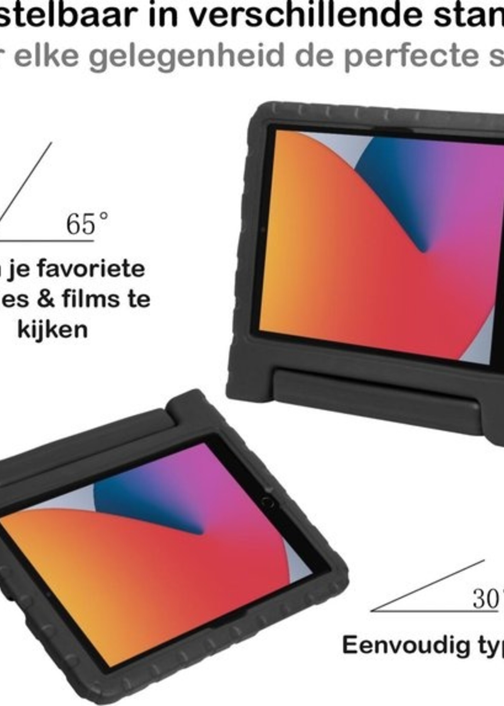 BTH Kinderhoes Geschikt voor iPad 10.2 2020 Hoes Kinder Hoesje Kids Case Cover Kidsproof - Hoesje Geschikt voor iPad 8 Hoesje Kinder Hoes - Zwart