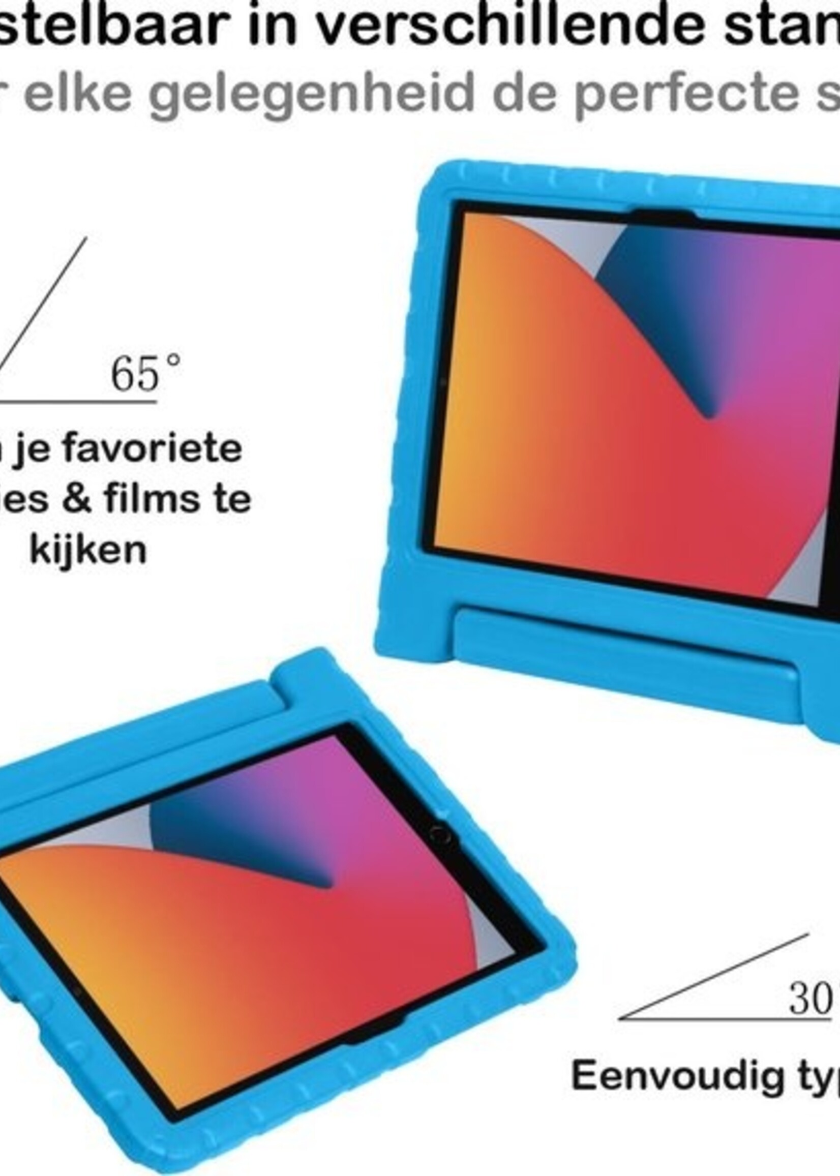 BTH Kinderhoes Geschikt voor iPad 10.2 2020 Hoes Kinder Hoesje Kids Case Cover Kidsproof - Hoesje Geschikt voor iPad 8 Hoesje Kinder Hoes - Blauw
