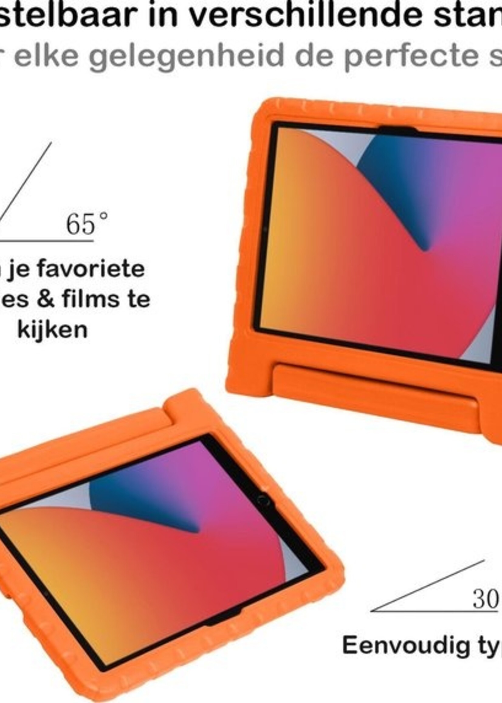 BTH Kinderhoes Geschikt voor iPad 10.2 2020 Hoes Kinder Hoesje Kids Case Cover Kidsproof - Hoesje Geschikt voor iPad 8 Hoesje Kinder Hoes - Oranje