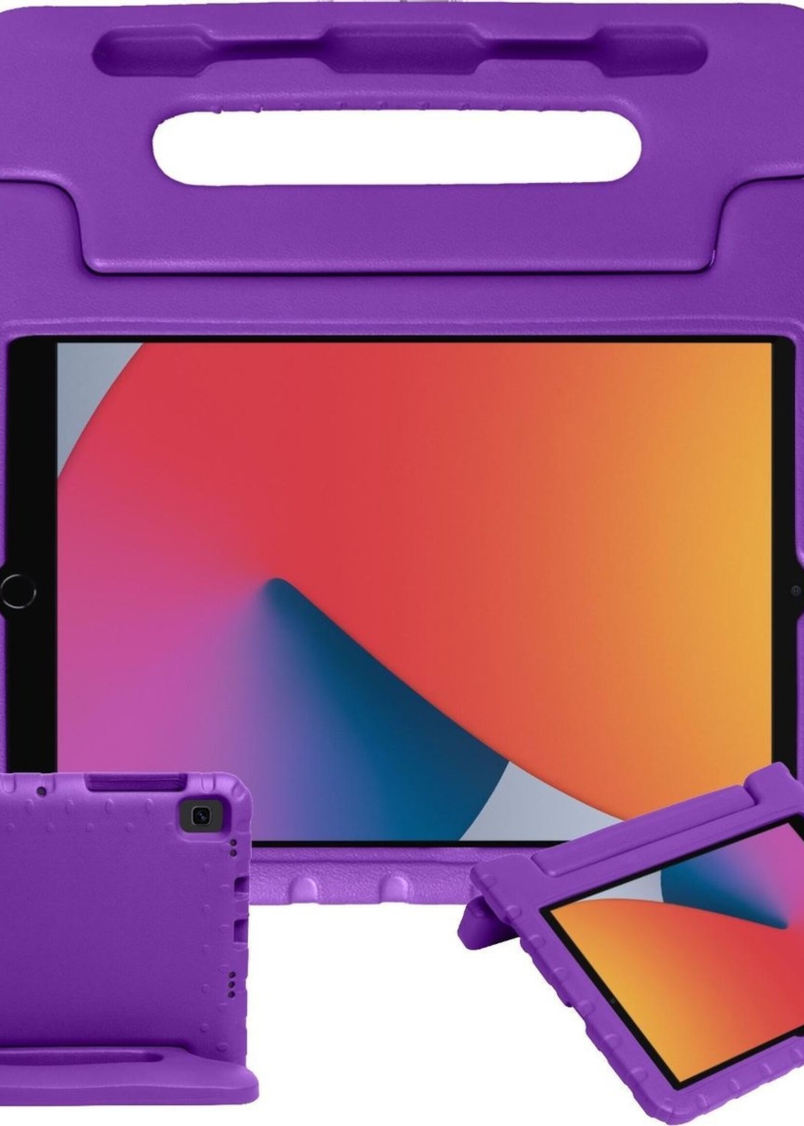 BTH Kinderhoes Geschikt voor iPad 10.2 2020 Hoes Kinder Hoesje Kids Case Cover Kidsproof - Hoesje Geschikt voor iPad 8 Hoesje Kinder Hoes - Paars